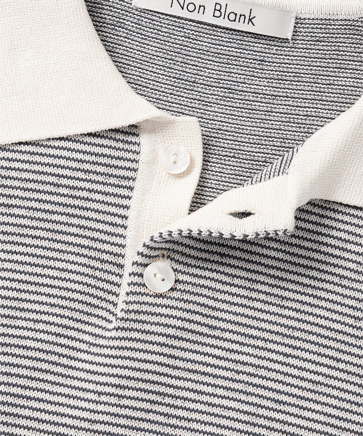 넌블랭크(NONBLANK) 스트라이프 칼라 HS 니트_MELANGE GREY