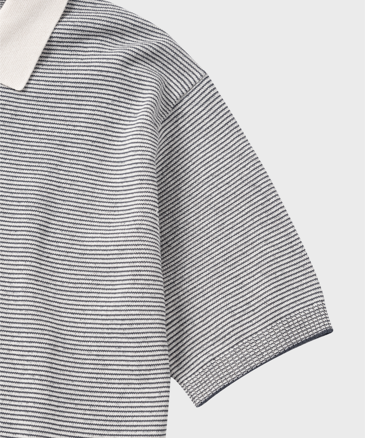 넌블랭크(NONBLANK) 스트라이프 칼라 HS 니트_MELANGE GREY