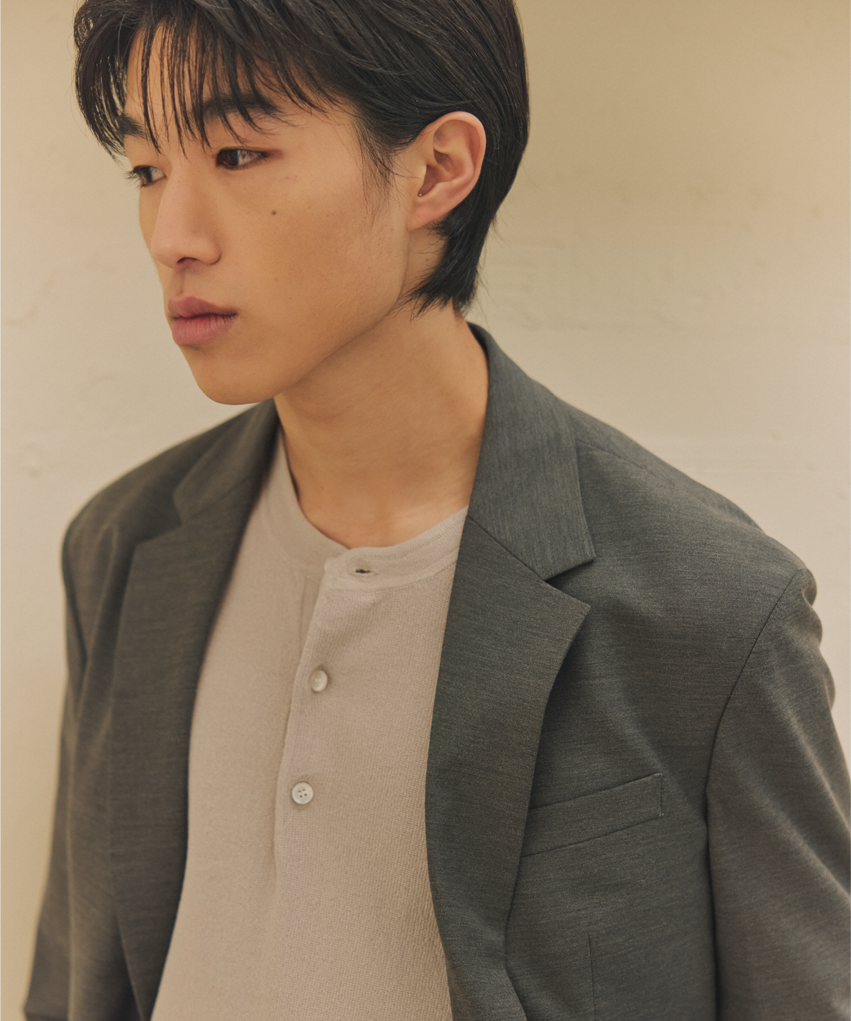 넌블랭크(NONBLANK) 헨리넥 HS 니트_PALE GREY