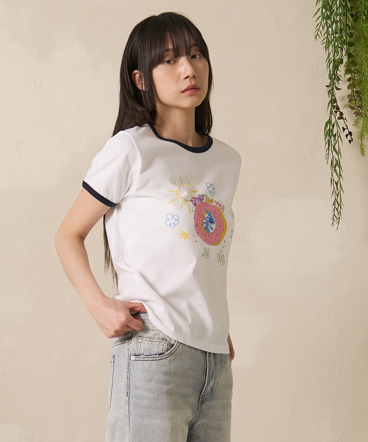 에프디알(FDR) Stitch_Sunny Donut Ringer Tee White