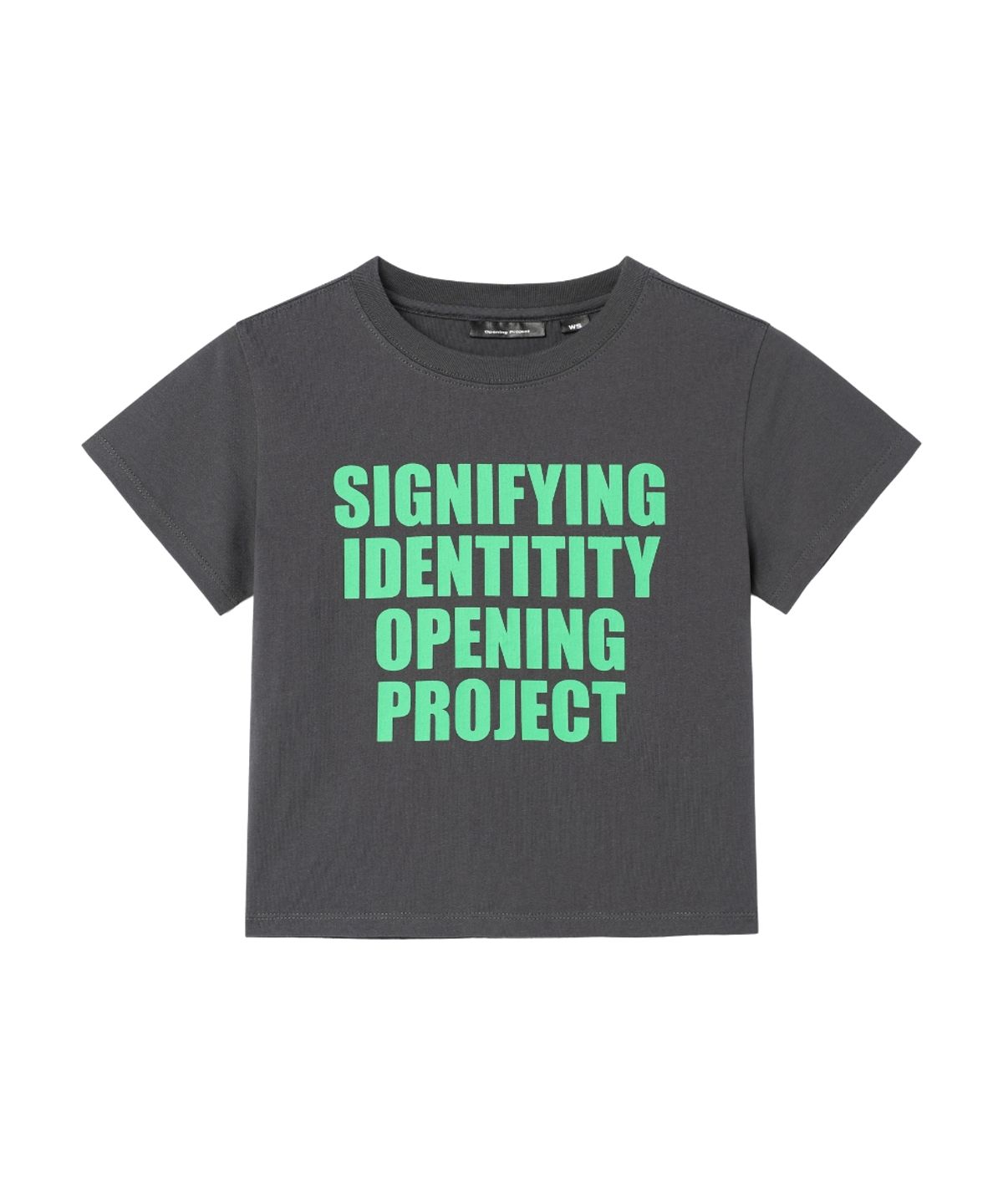 오프닝프로젝트(OPENING PROJECT) W Signifying Cropped T Shirt - Charcoal