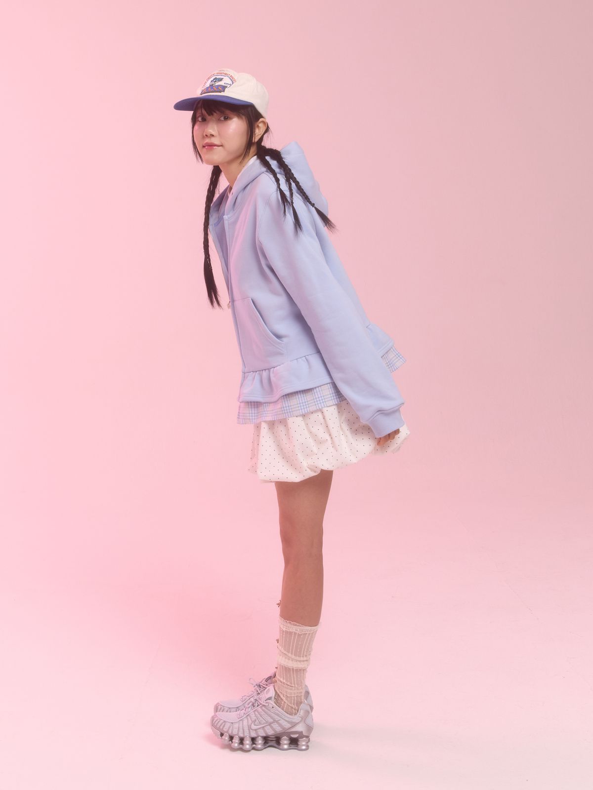 네프네프(NEFNEF) layerd ruffle hoodie_sky blue