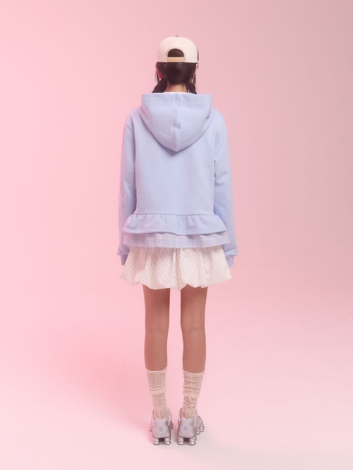 네프네프(NEFNEF) layerd ruffle hoodie_sky blue