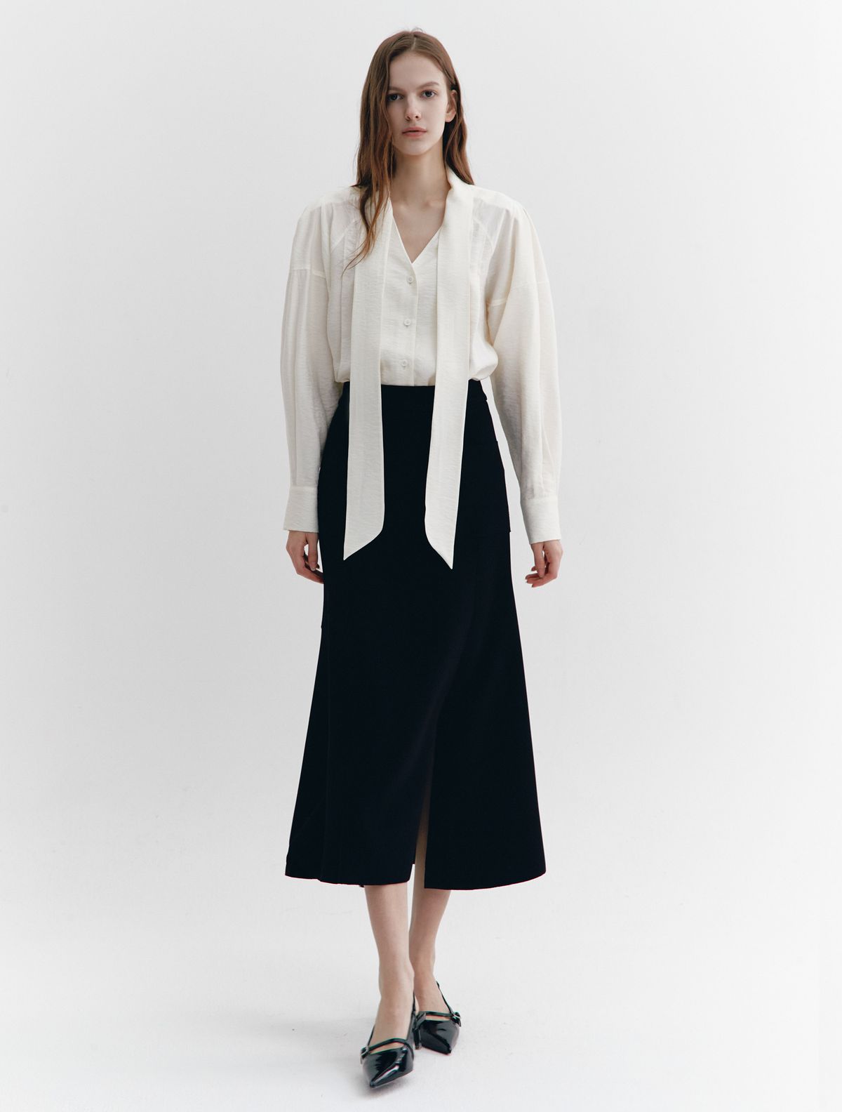 그레이데시온(GRAYDATION) High-stretch Semi-mermaid fit Banding Skirt BLACK