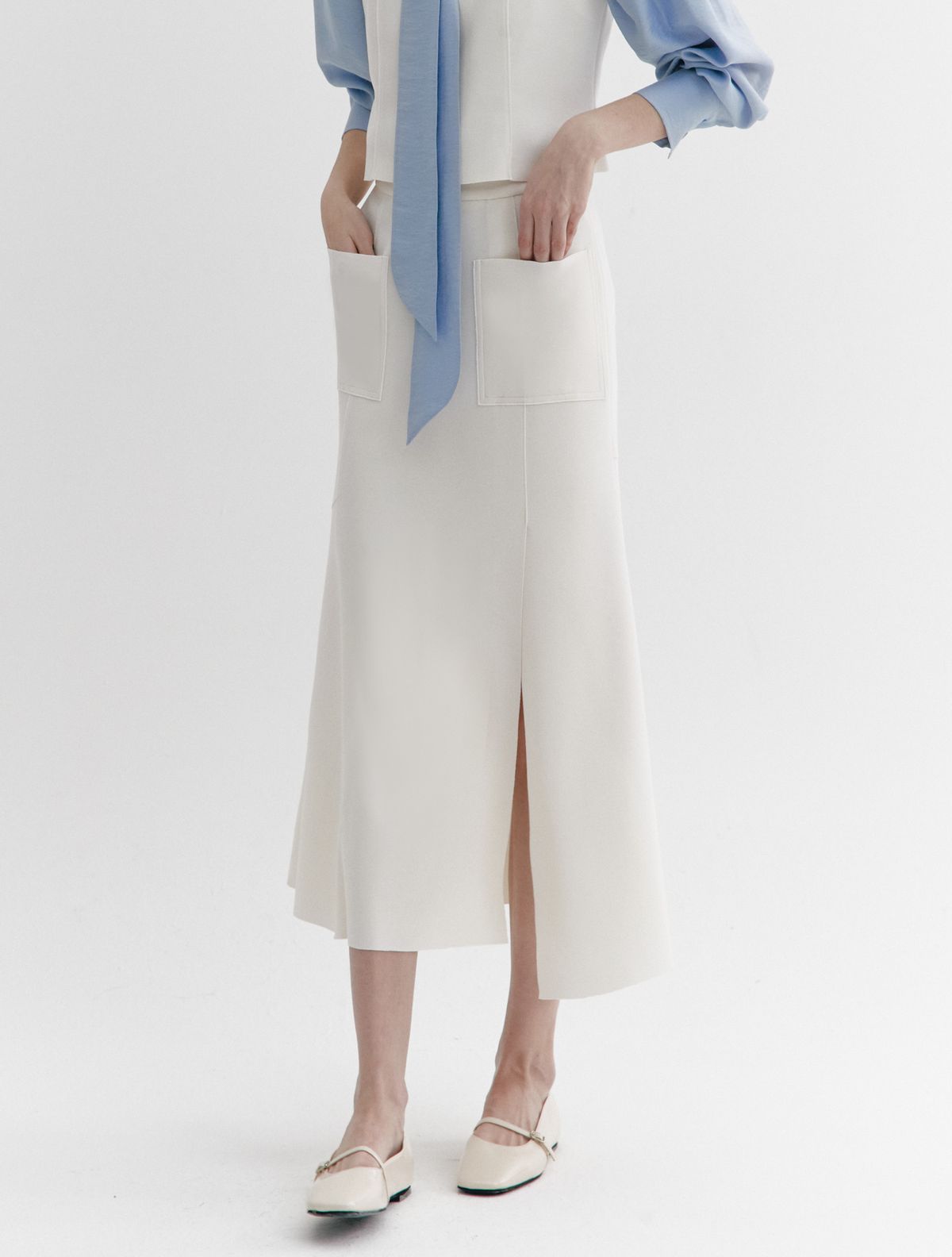 그레이데시온(GRAYDATION) High-stretch Semi-mermaid fit Banding Skirt IVORY