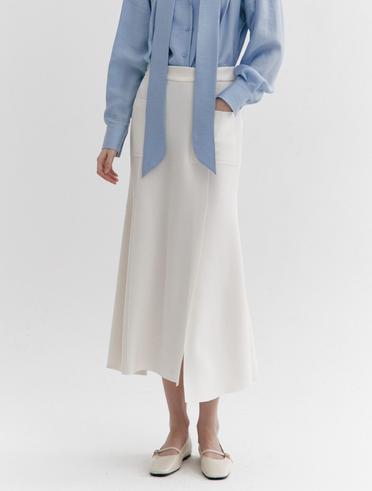 그레이데시온(GRAYDATION) High-stretch Semi-mermaid fit Banding Skirt IVORY