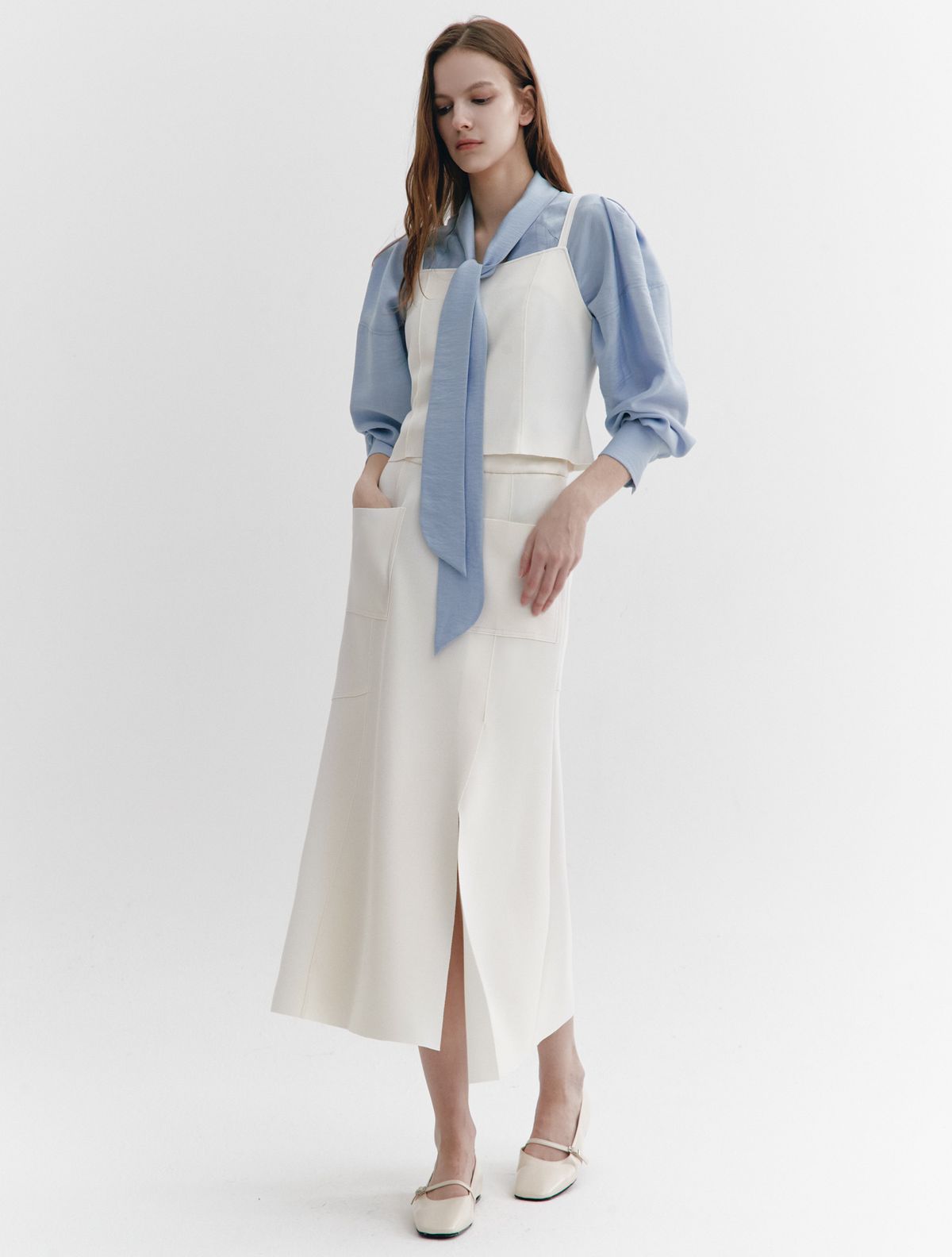 그레이데시온(GRAYDATION) High-stretch Semi-mermaid fit Banding Skirt IVORY