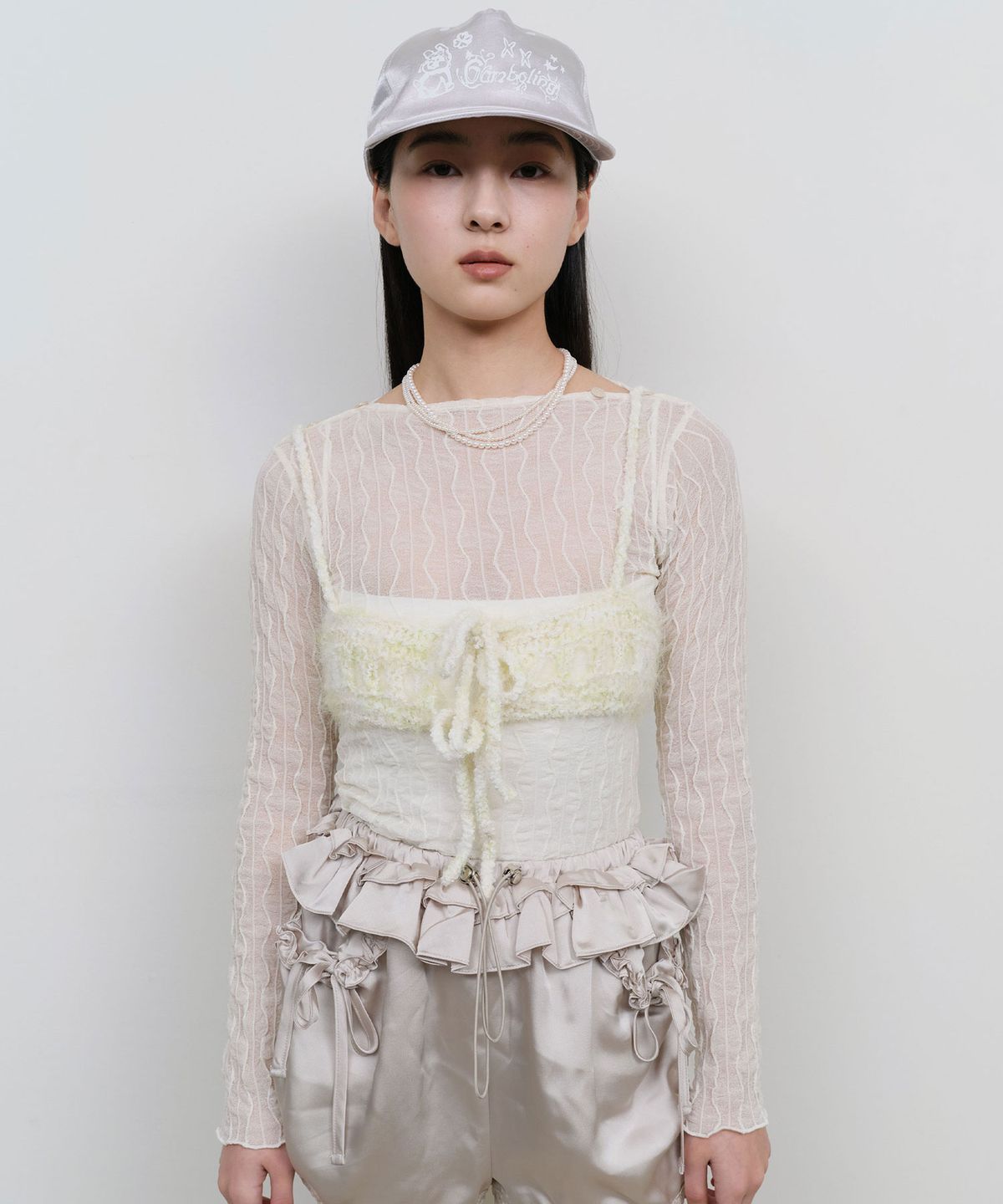 타입서비스(TYPESERVICE) Fuzzy Knitted Sleeveless Top [Light Green]