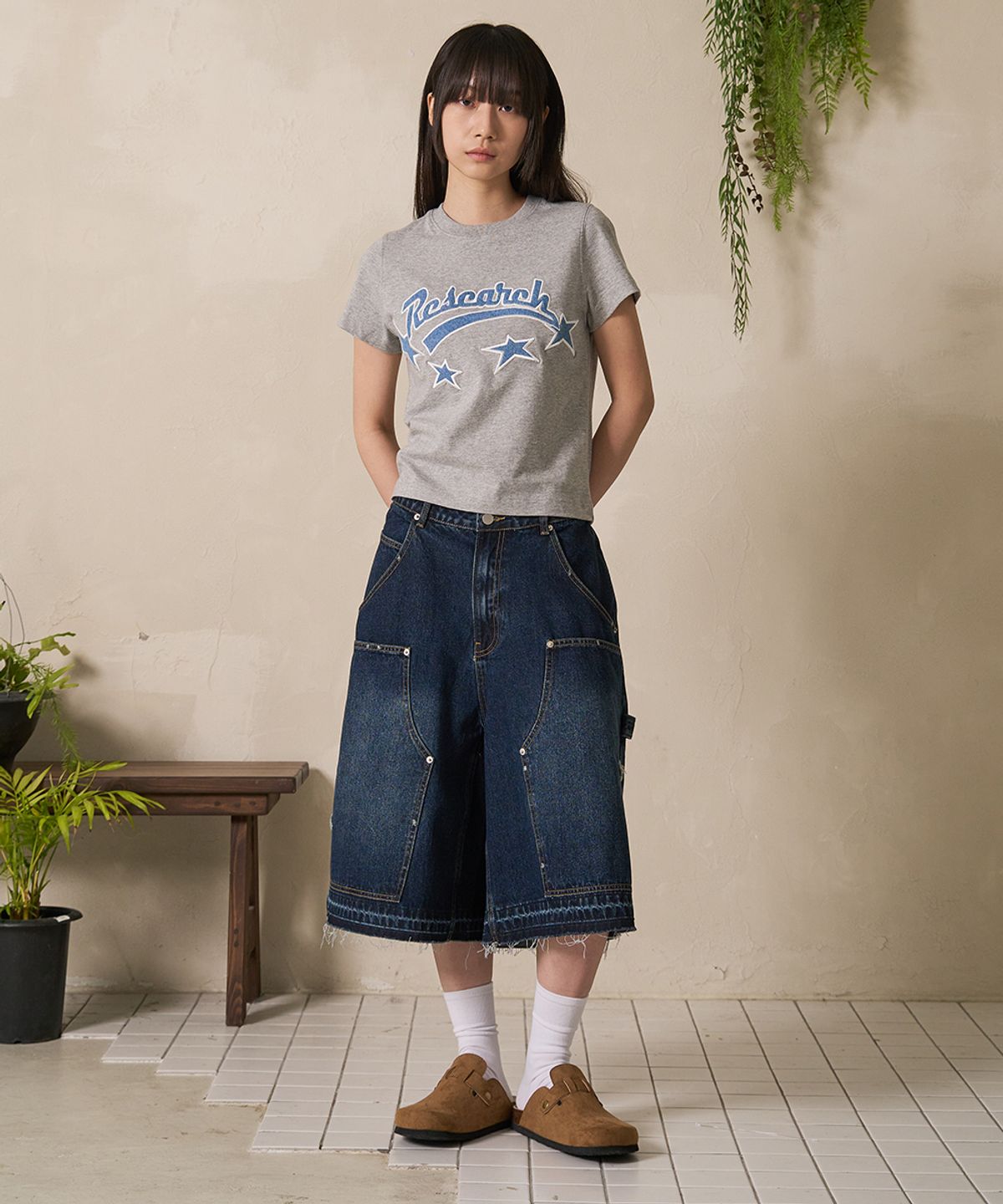 에프디알(FDR) Garment Wash Double Knee Bermuda Pants Black
