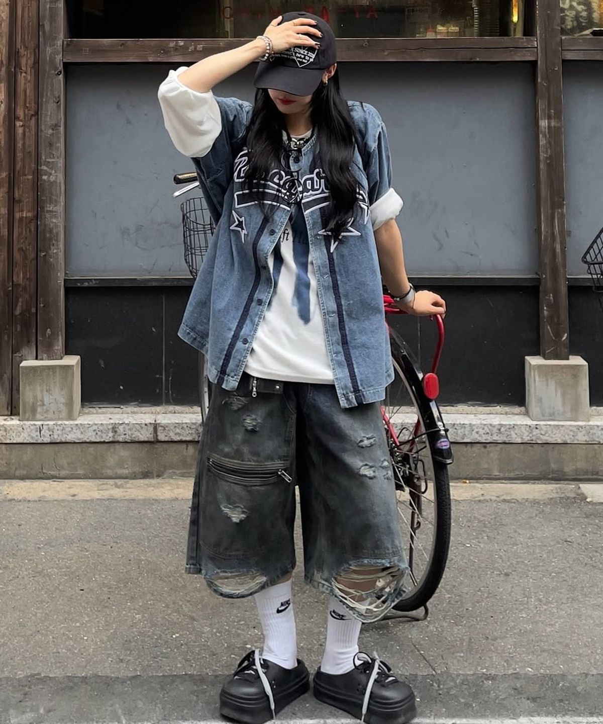 에프디알(FDR) Star Logo Applique Baseball Shirts Blue