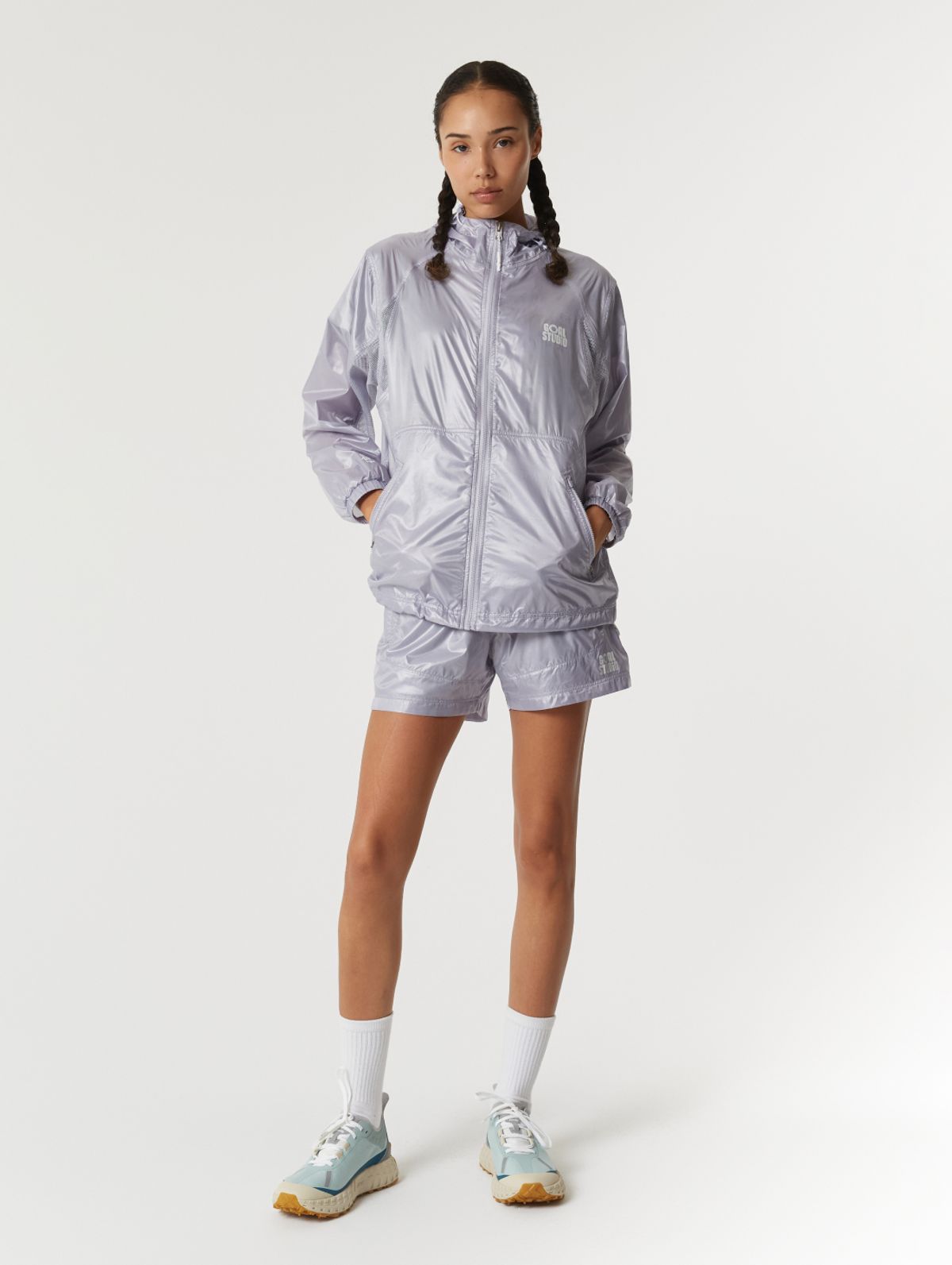 골스튜디오(GOALSTUDIO) GLOSSY HOODED LIGHTWEIGHT JACKET-LAVENDER