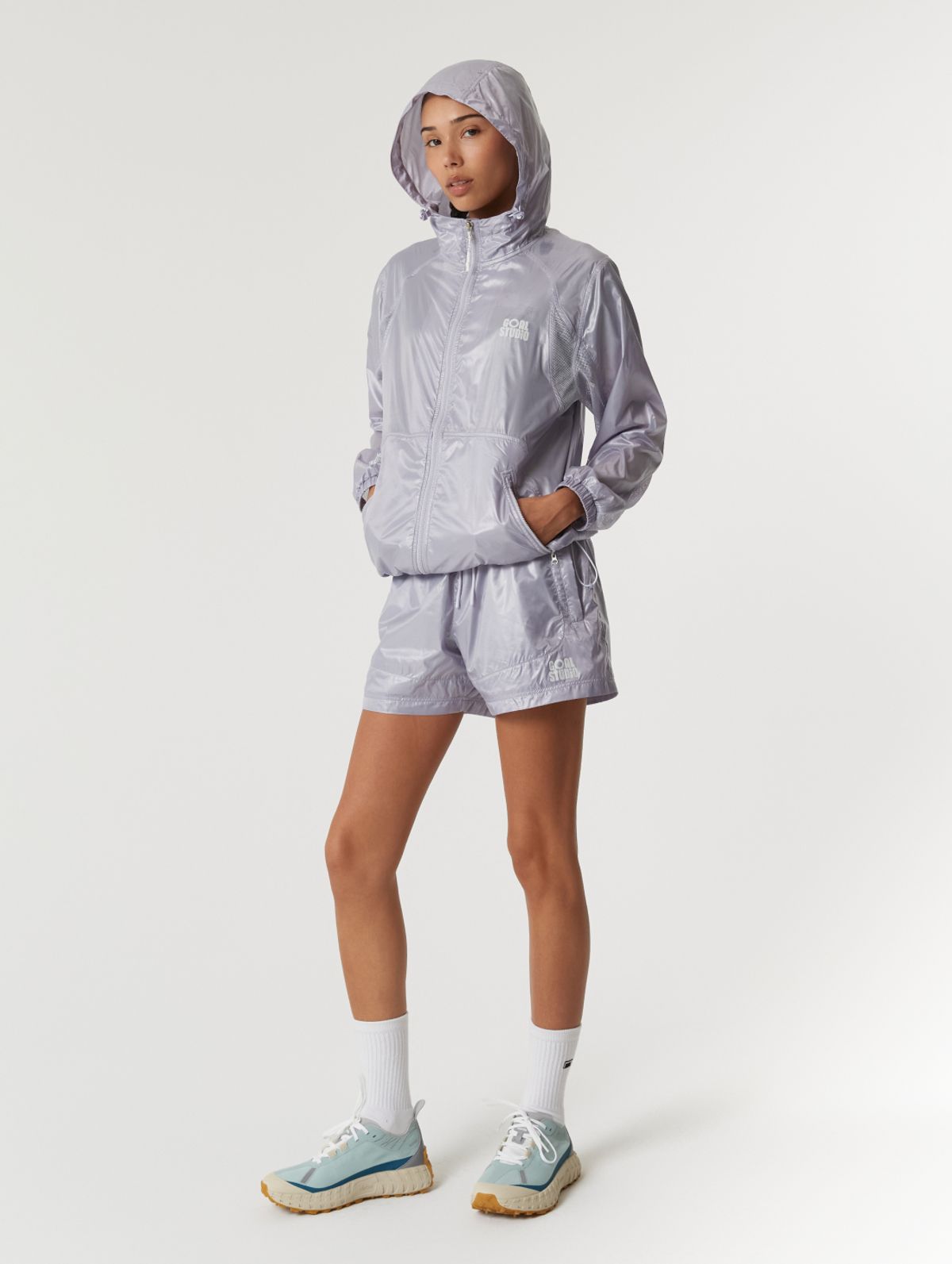 골스튜디오(GOALSTUDIO) GLOSSY HOODED LIGHTWEIGHT JACKET-LAVENDER