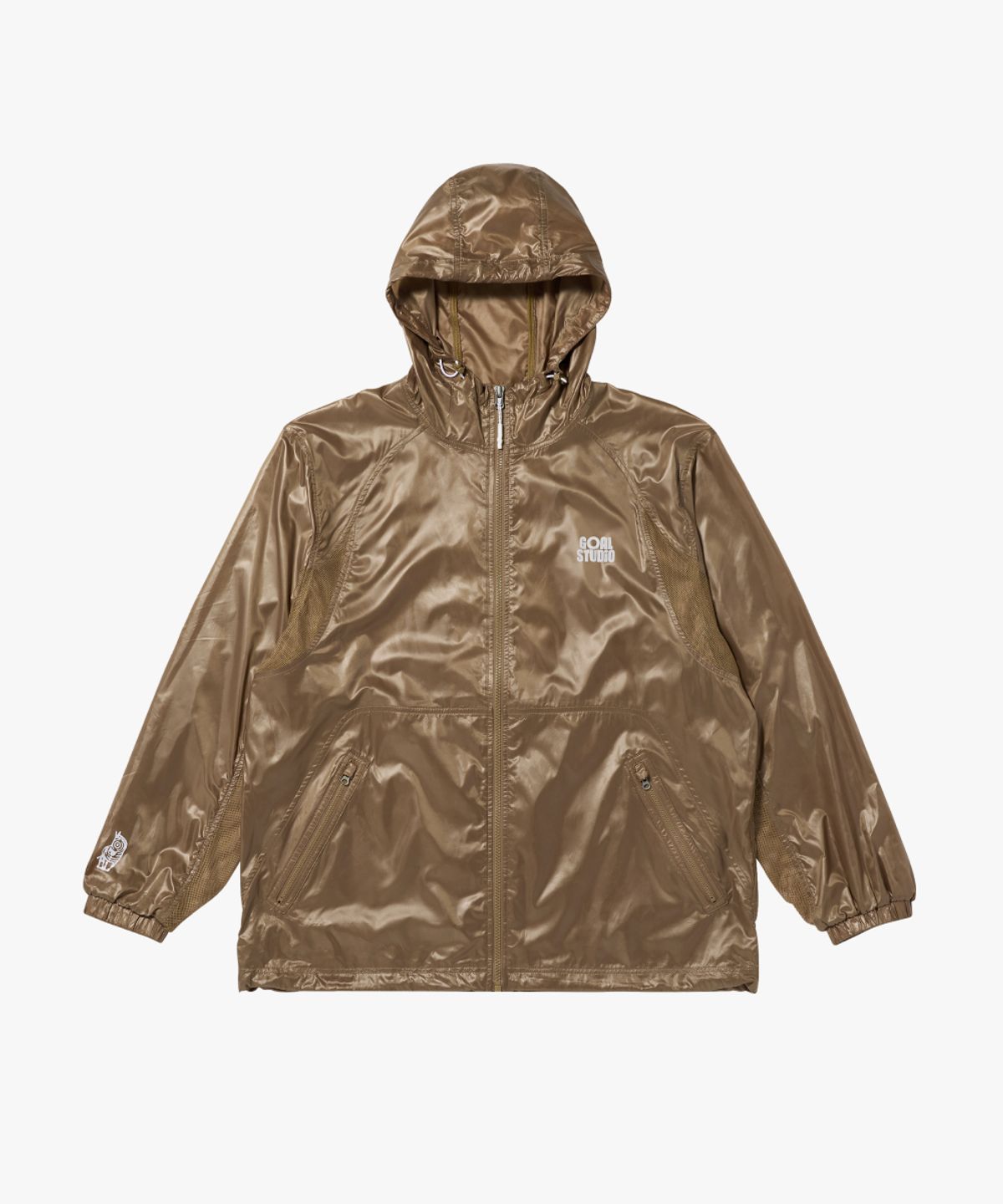 골스튜디오(GOALSTUDIO) GLOSSY HOODED LIGHTWEIGHT JACKET-BROWN