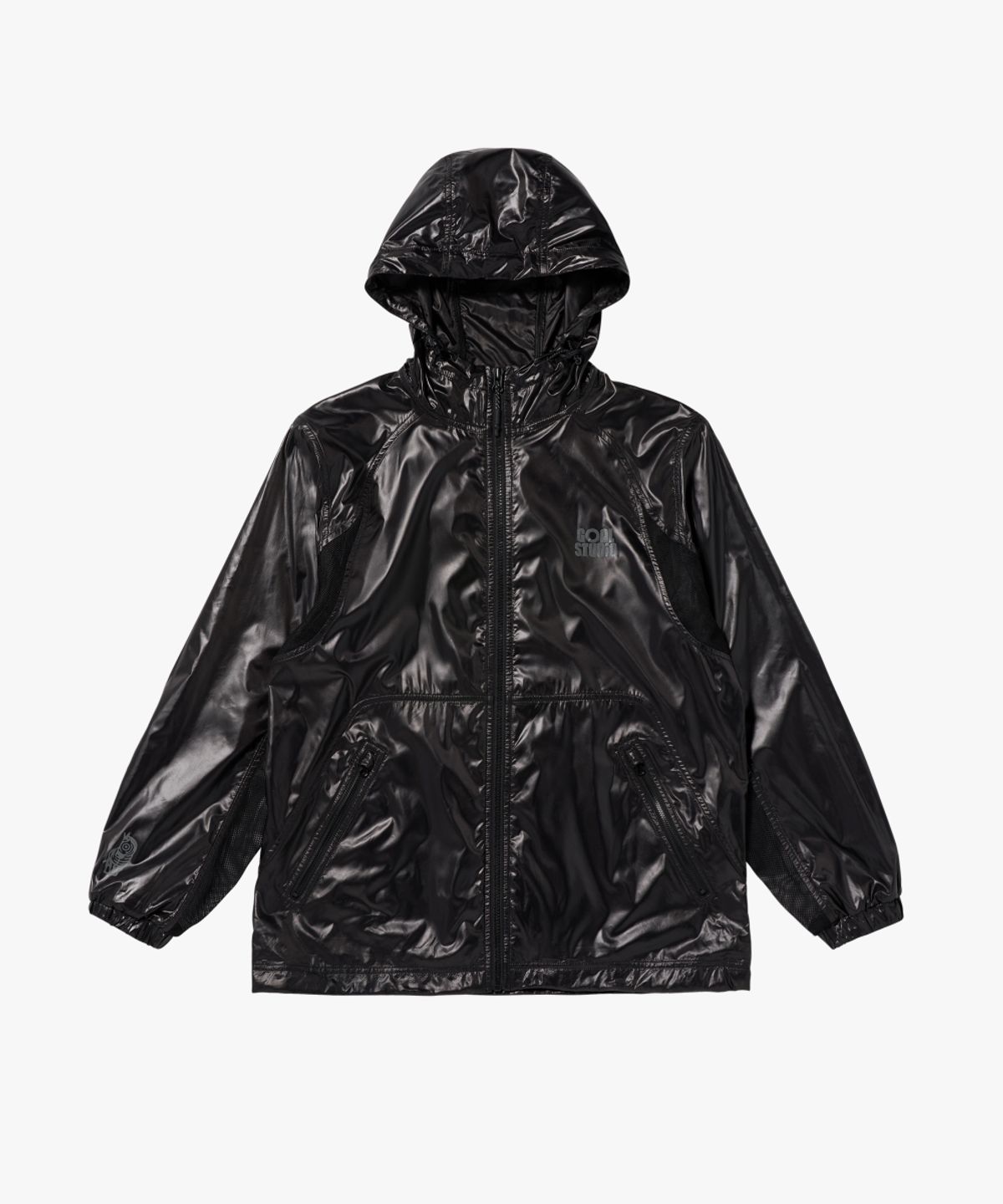 골스튜디오(GOALSTUDIO) GLOSSY HOODED LIGHTWEIGHT JACKET-BLACK