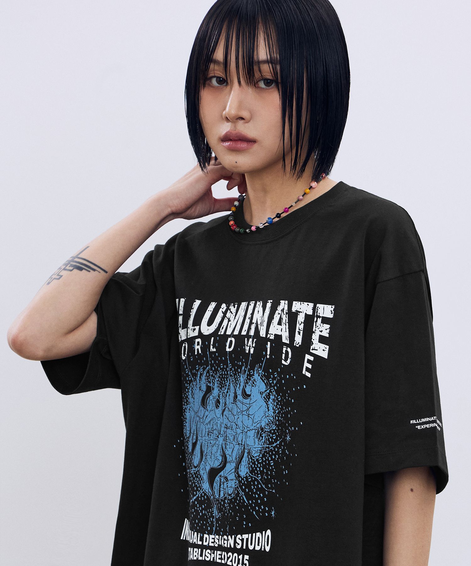 Tシャツ・カットソー [FILLUMINATE] Burning Heart T-shirt MUSINSA | FILLUMINATE Burning Heart T-Shirt-Black
