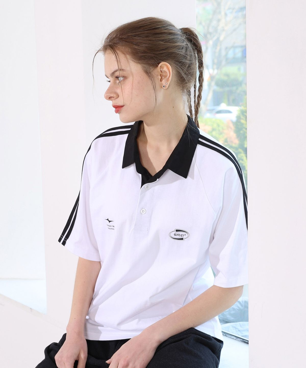 고스트리퍼블릭(GHOST REPUBLIC) 럭비 카라 반팔티 GT-372_화이트