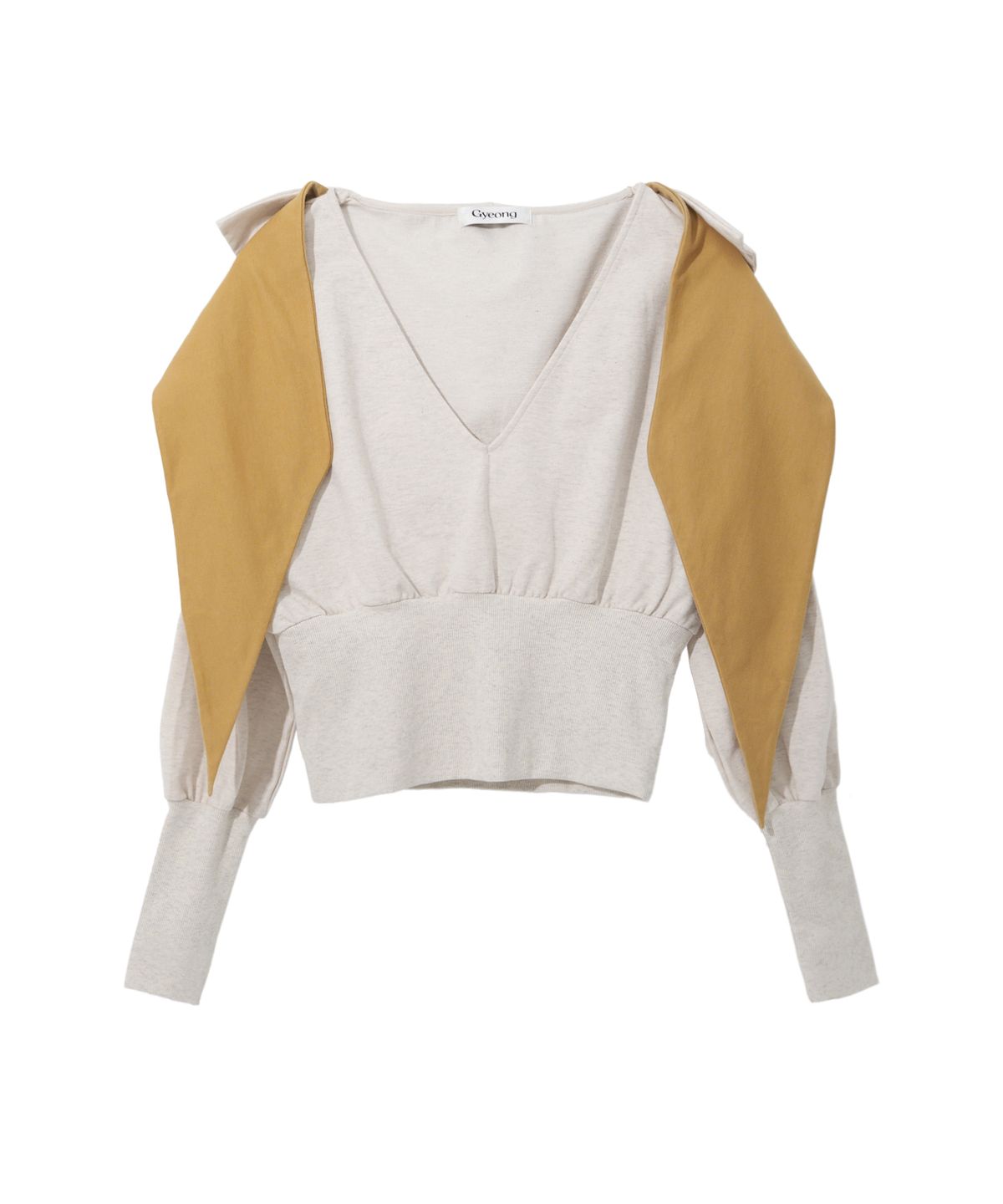 경(GYEONG) Tie Hooded Top_Oatmeal & Mustard