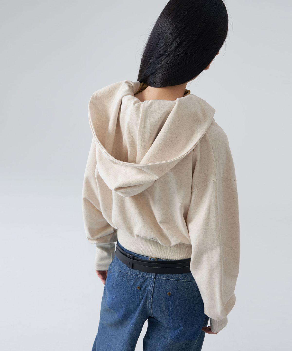 경(GYEONG) Tie Hooded Top_Oatmeal & Mustard