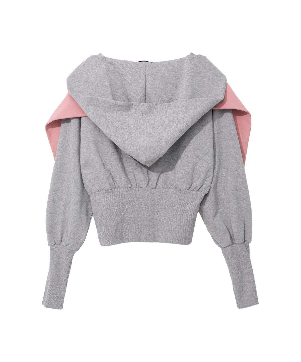 경(GYEONG) Tie Hooded Top_Gray & Pink