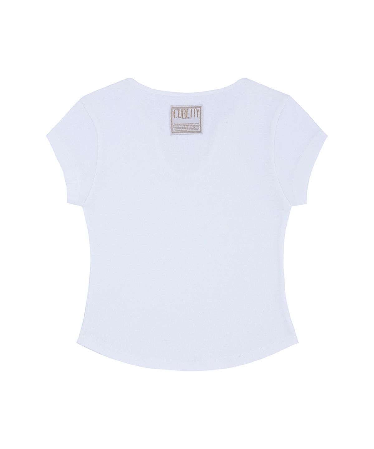 큐리티(CURETTY) C 90S LINE SLIT NECK HALF-SLEEVE T-SHIRT_WHITE