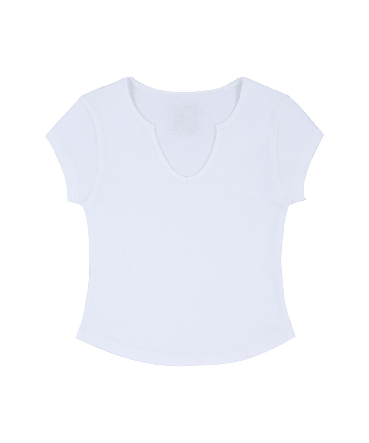 큐리티(CURETTY) C 90S LINE SLIT NECK HALF-SLEEVE T-SHIRT_WHITE