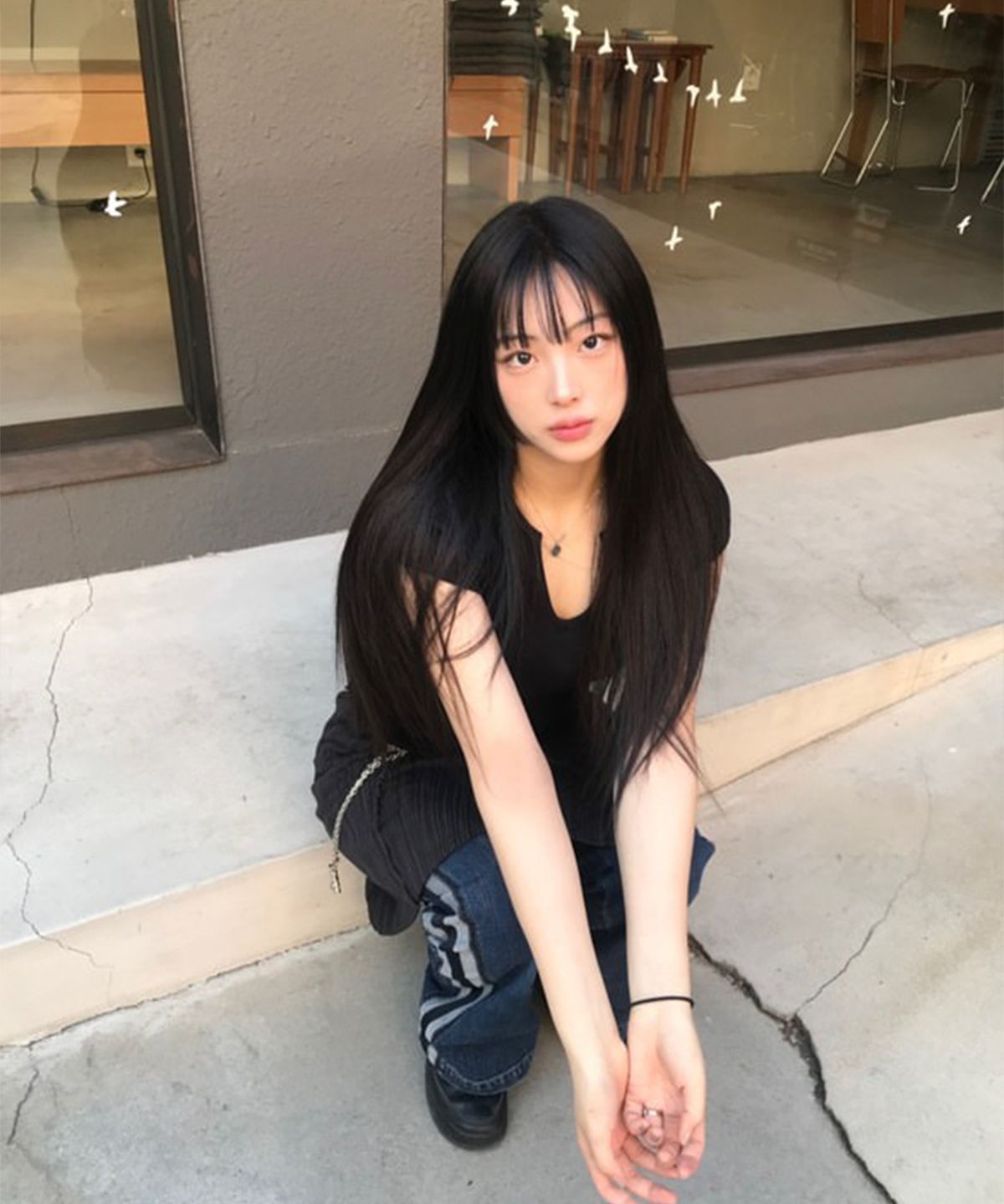 큐리티(CURETTY) C 90S LINE SLIT NECK HALF-SLEEVE T-SHIRT_BLACK