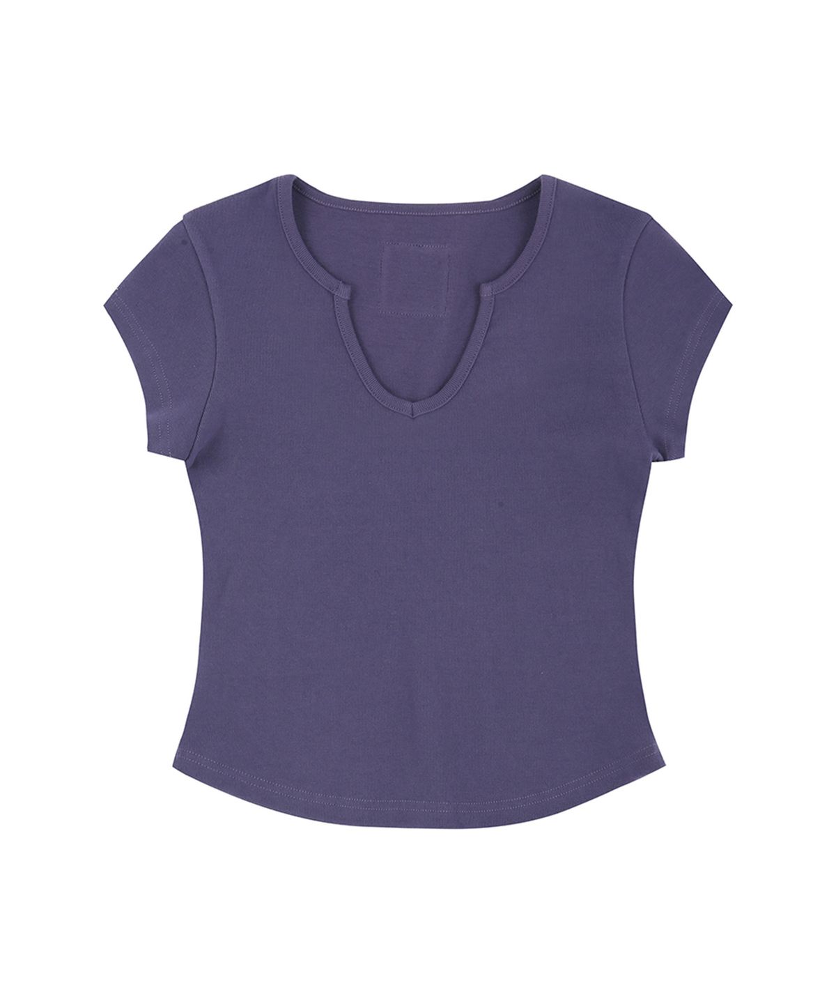 큐리티(CURETTY) C 90S LINE SLIT NECK HALF-SLEEVE T-SHIRT_PURPLE