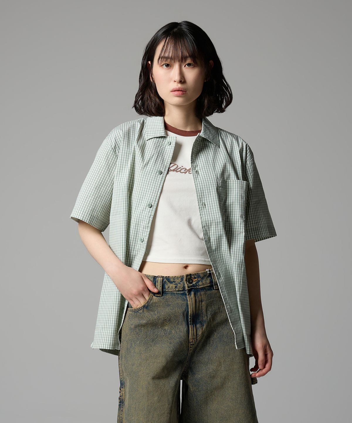디키즈(DICKIES) 버지니아 워크 셔츠 Iceberg Green