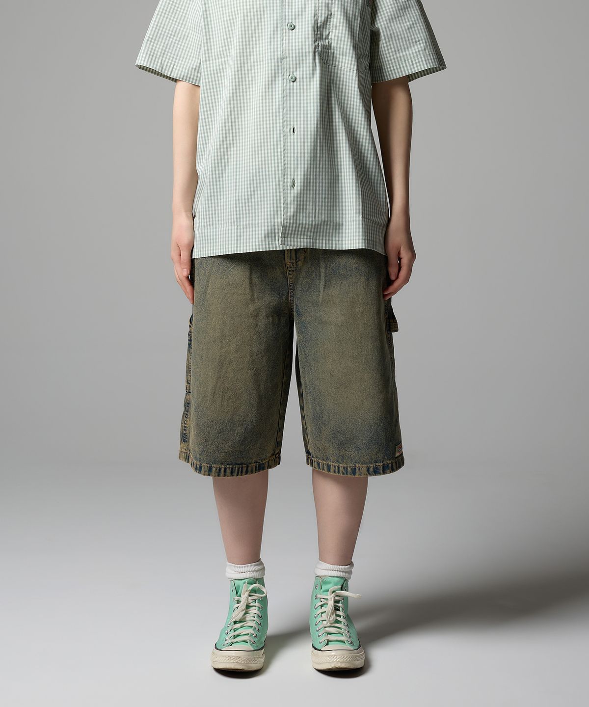 디키즈(DICKIES) 우먼스 카펜터 데님 쇼츠 Yellow