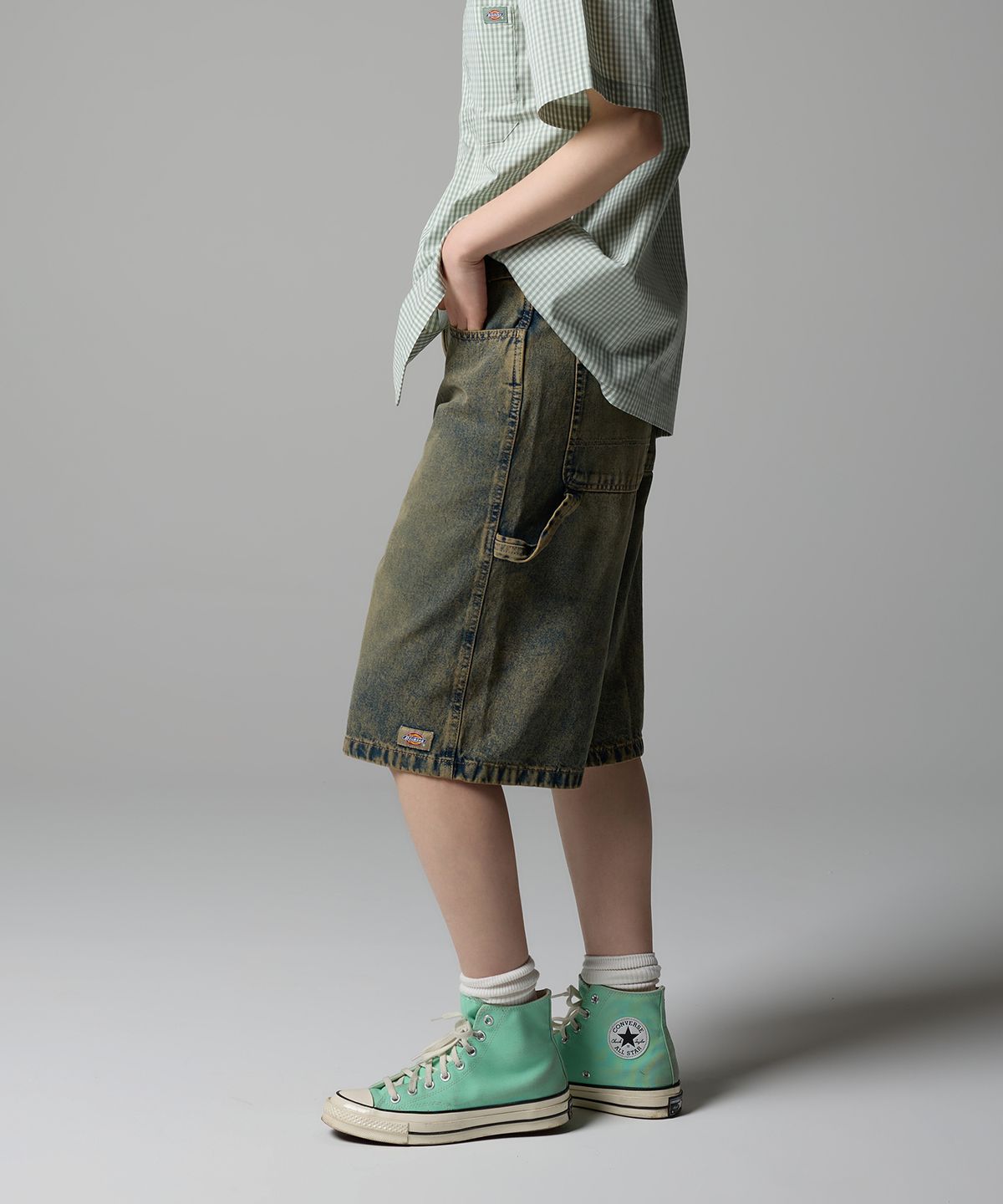 디키즈(DICKIES) 우먼스 카펜터 데님 쇼츠 Yellow