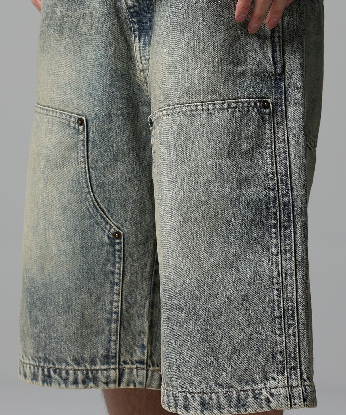 디키즈(DICKIES) 게리빌 더블니 데님 쇼츠 Tinted Denim