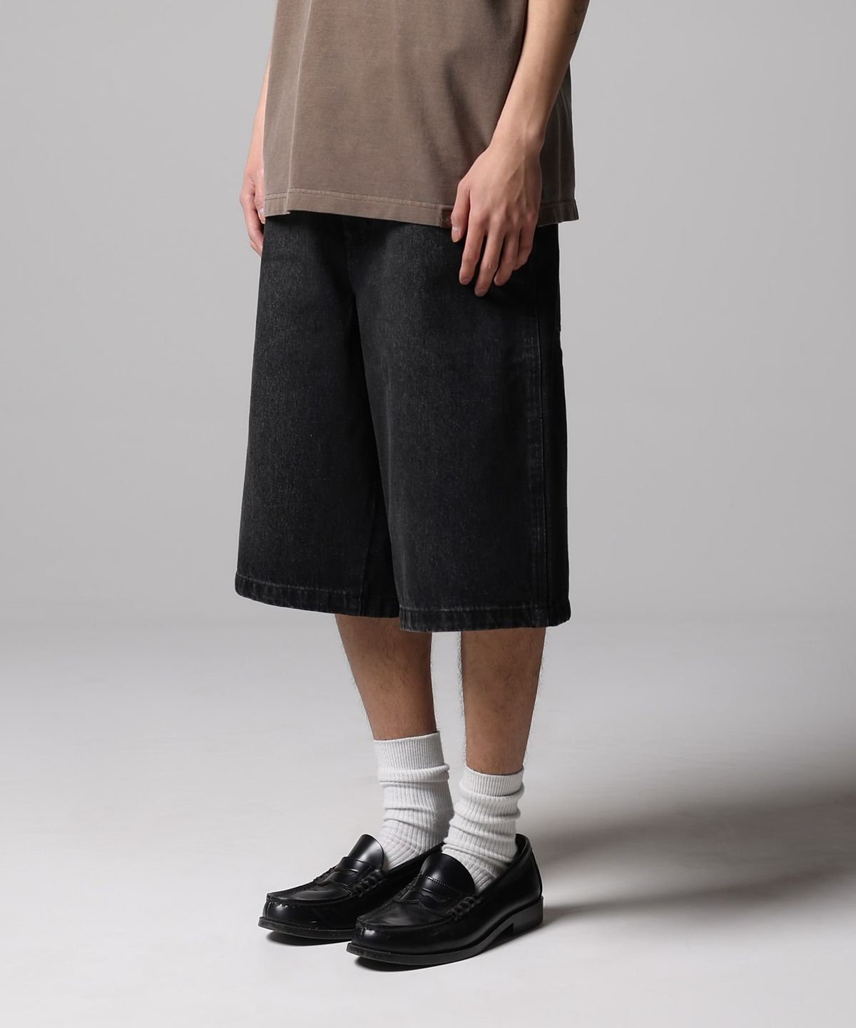디키즈(DICKIES) 웨이브 로고 데님 쇼츠 Black Denim