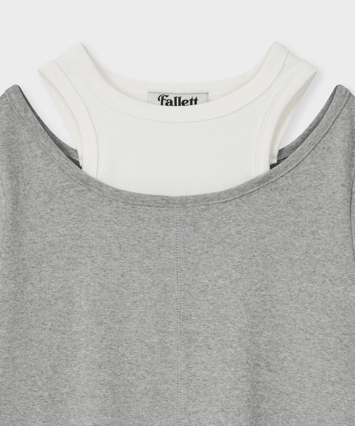 팔렛(FALLETT) 레이어드 반팔티 그레이
