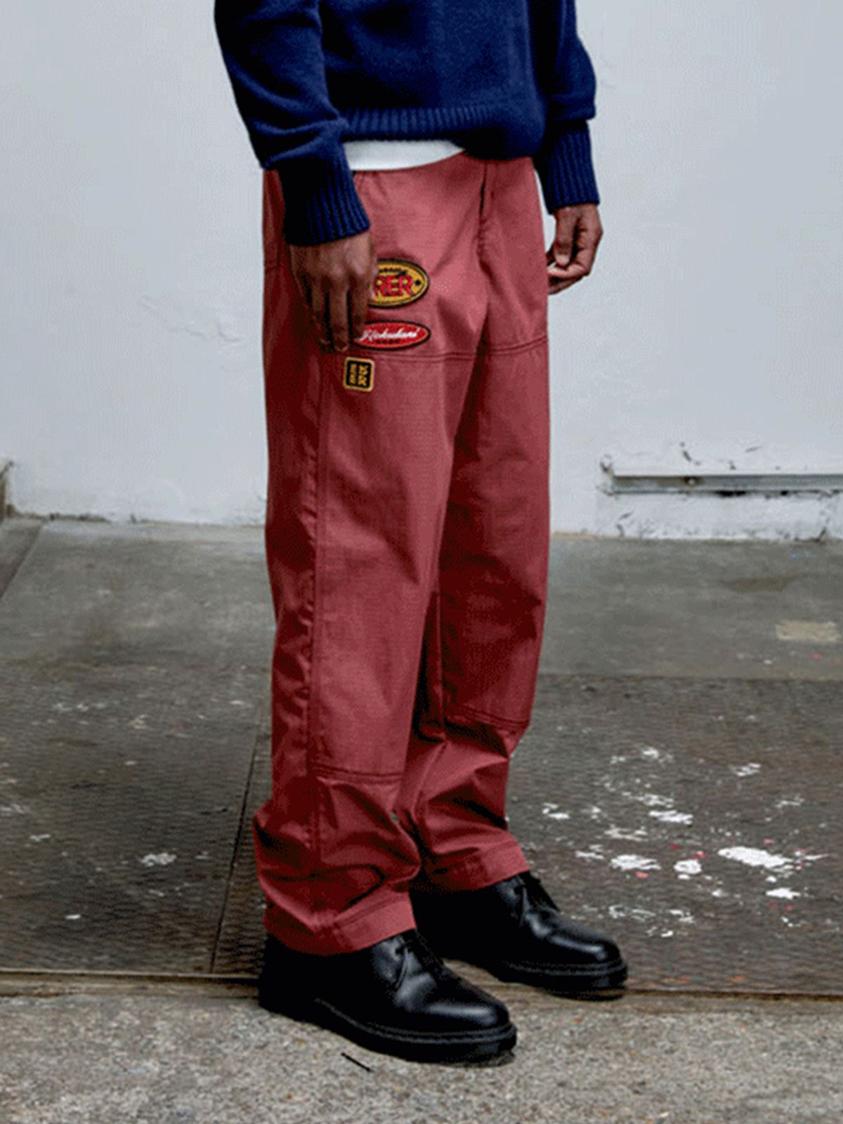 에르에르(ERER) Board Work Pants with Patch Detail Red
