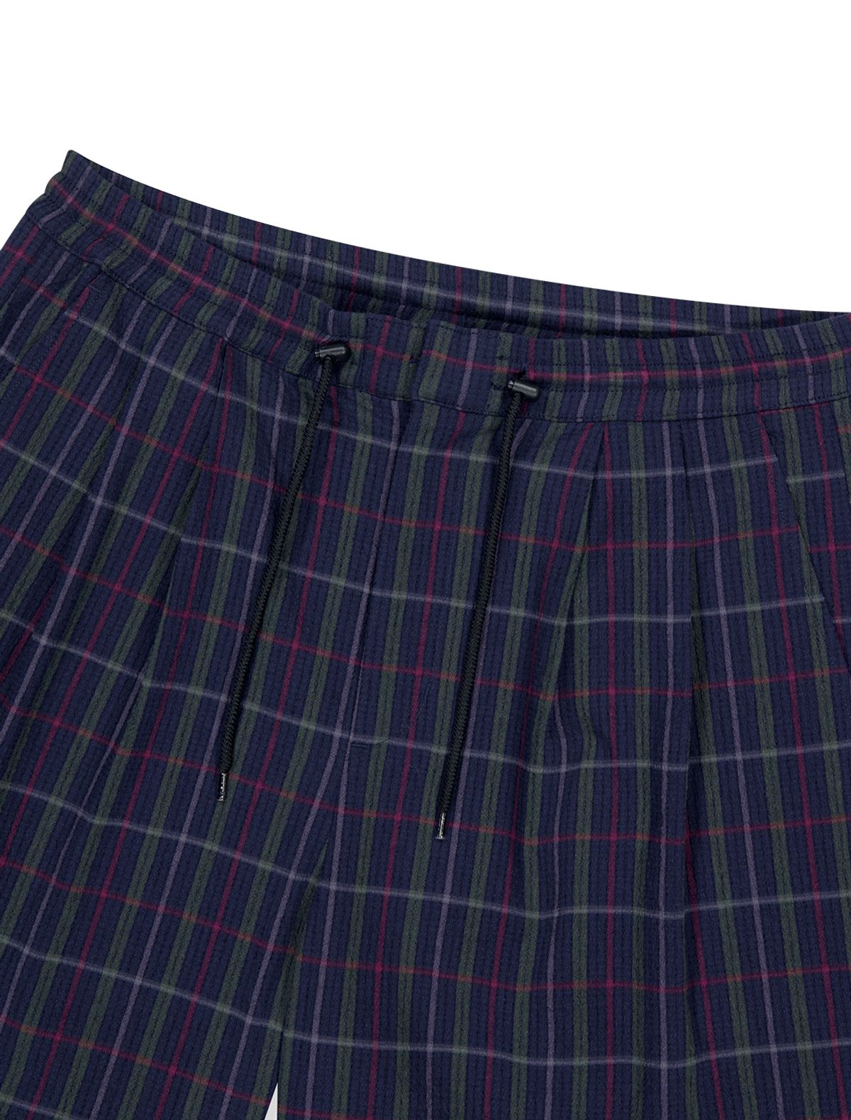 예스아이씨(YESEYESEE) Crinkled Fabric Check Shorts Blue