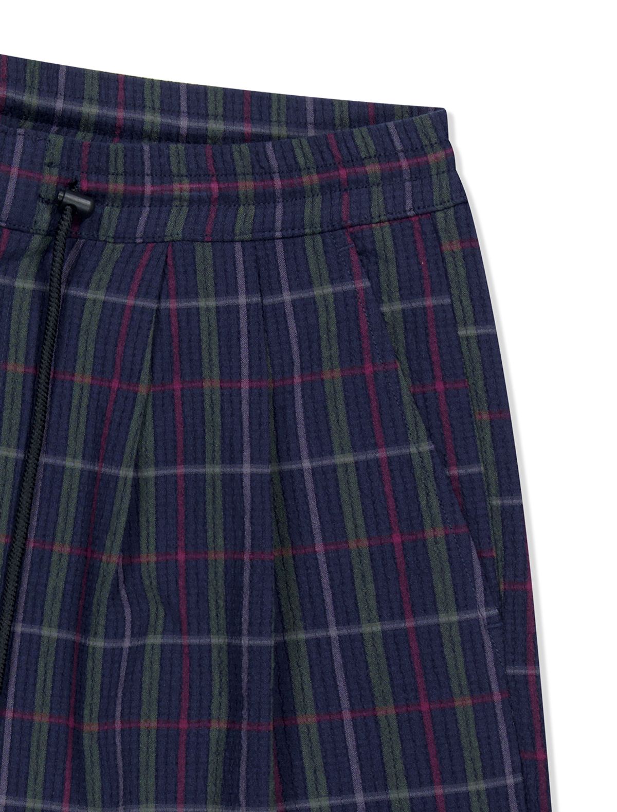 예스아이씨(YESEYESEE) Crinkled Fabric Check Shorts Blue