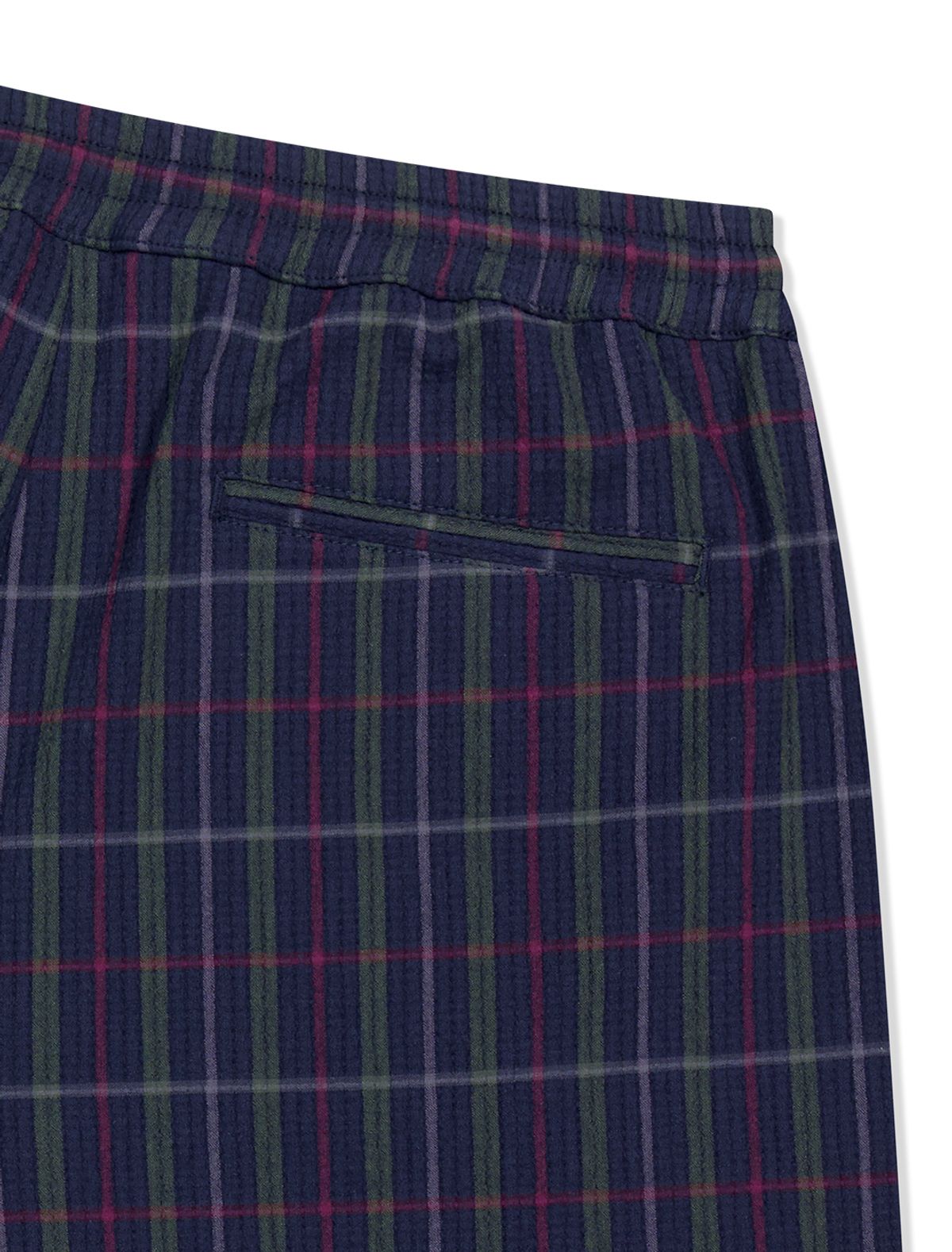 예스아이씨(YESEYESEE) Crinkled Fabric Check Shorts Blue