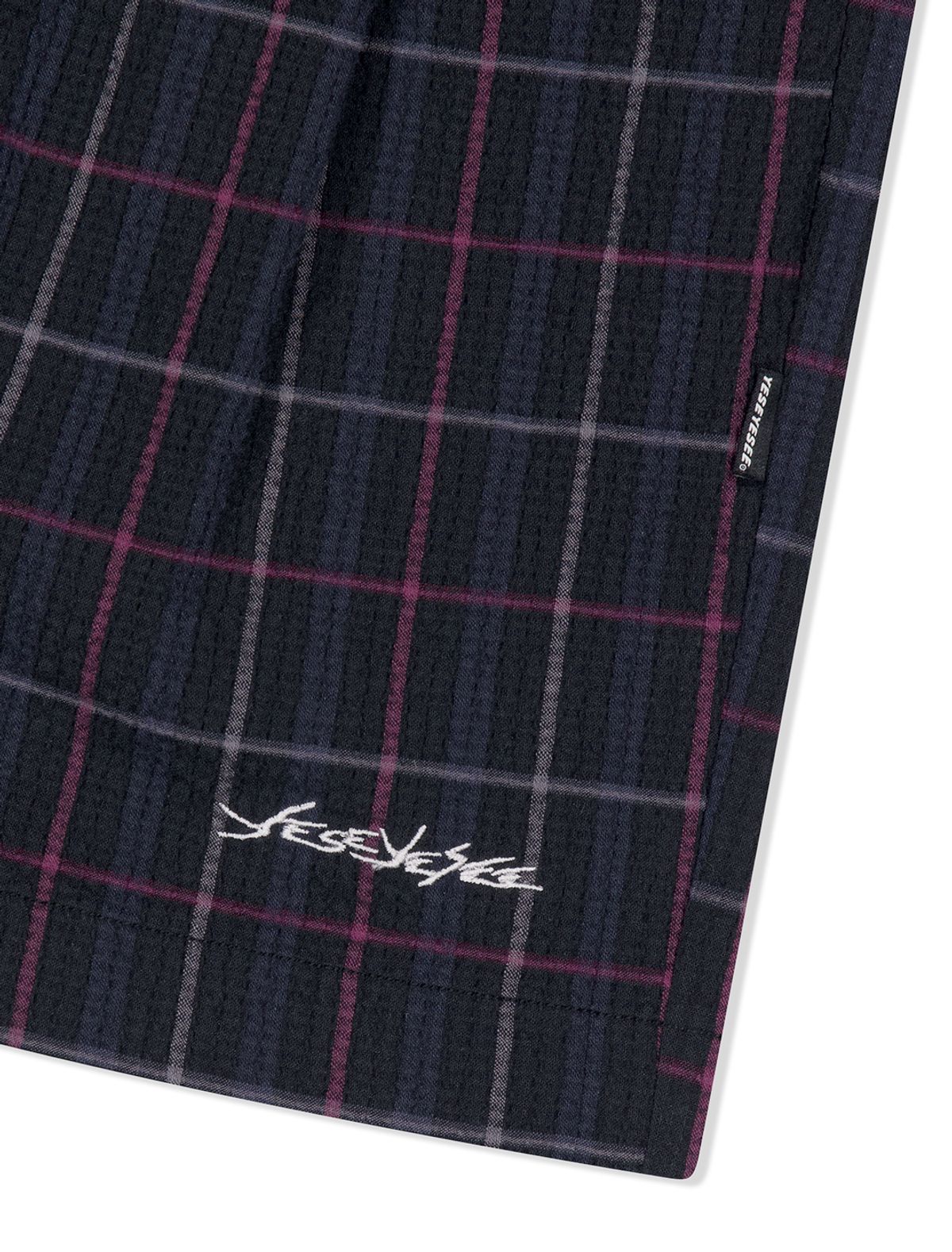 예스아이씨(YESEYESEE) Crinkled Fabric Check Shorts Black