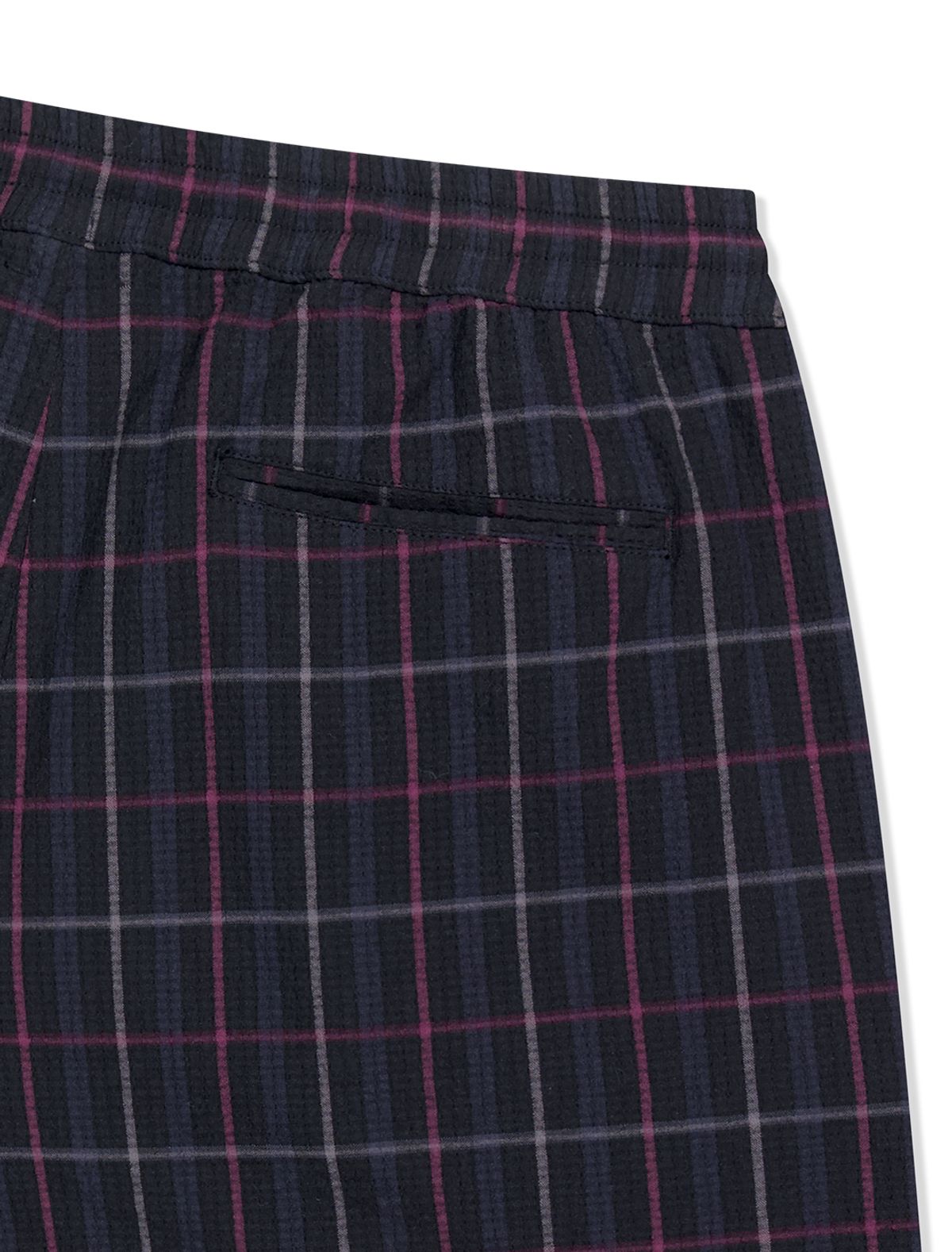 예스아이씨(YESEYESEE) Crinkled Fabric Check Shorts Black