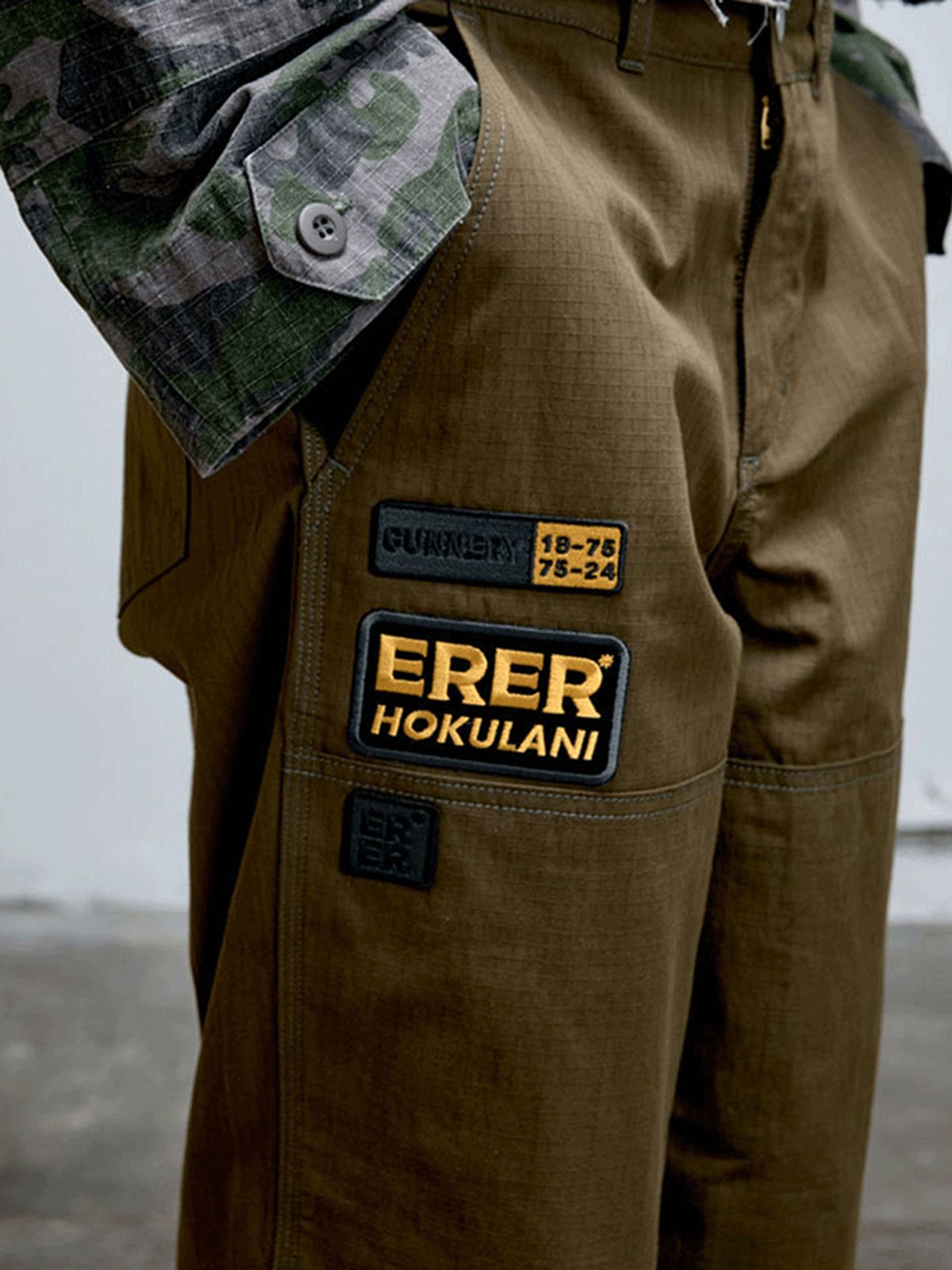 에르에르(ERER) Board Work Pants with Patch Detail Brown