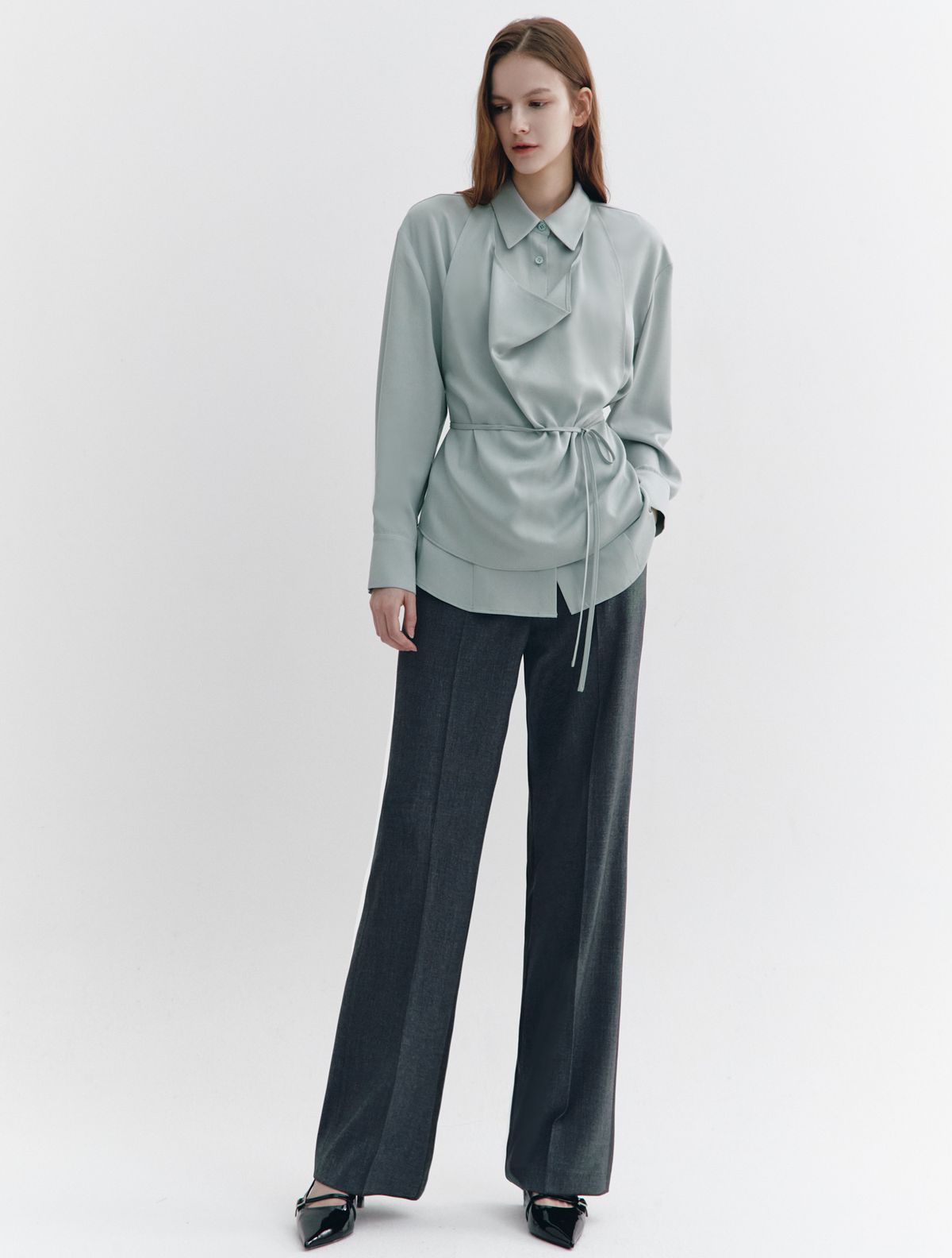 그레이데시온(GRAYDATION) Tencel Halter Neck Bustier set Shirts MINT