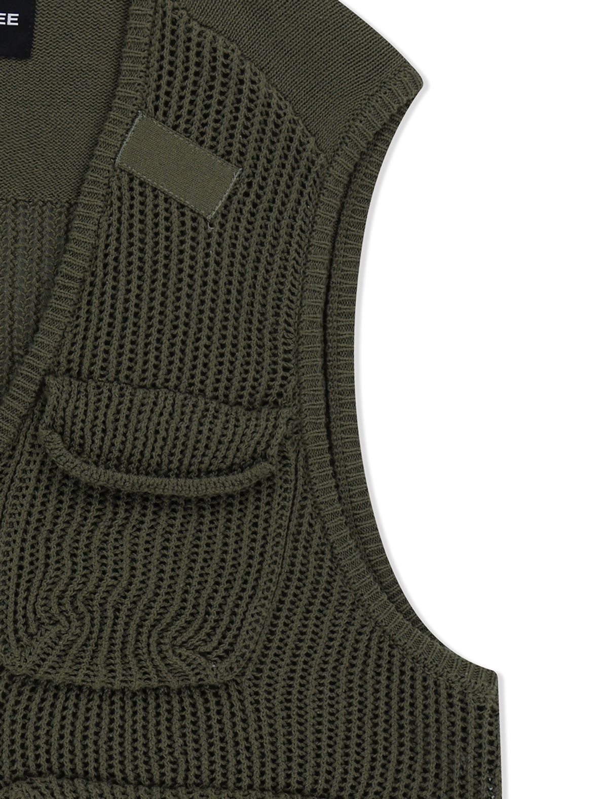 예스아이씨(YESEYESEE) Knitted Utility Vest Khaki