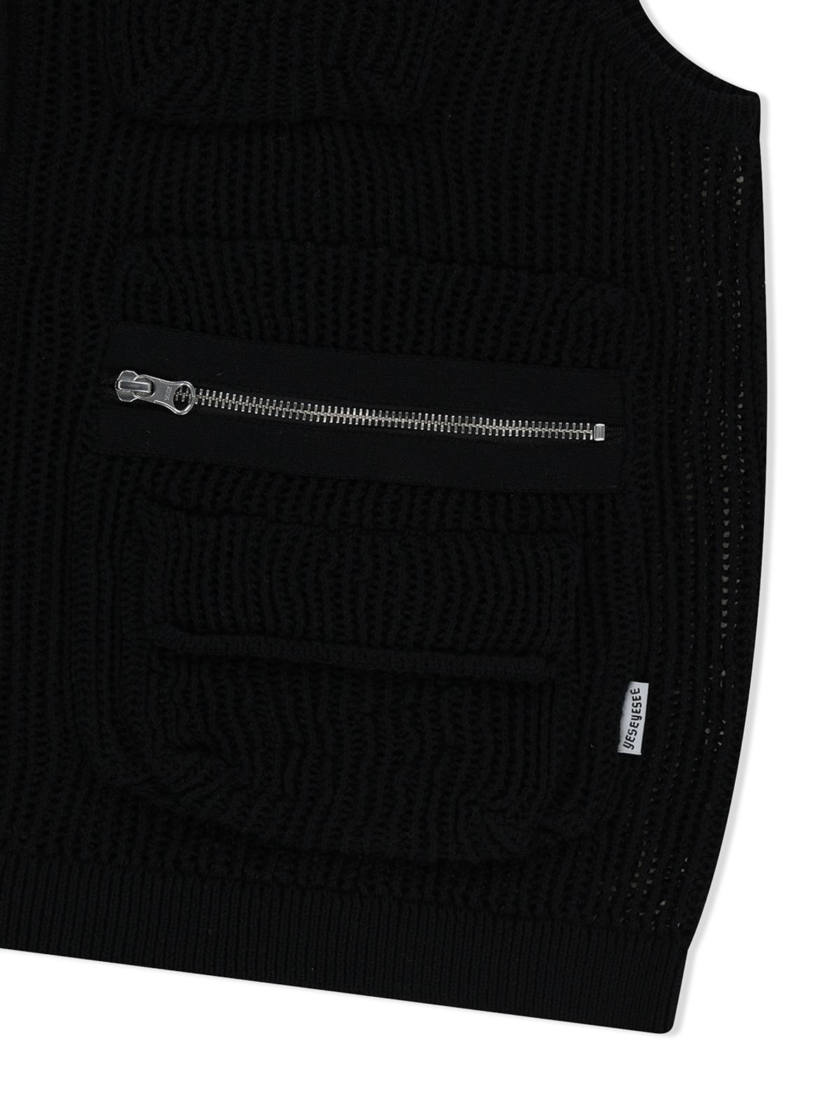 예스아이씨(YESEYESEE) Knitted Utility Vest Black