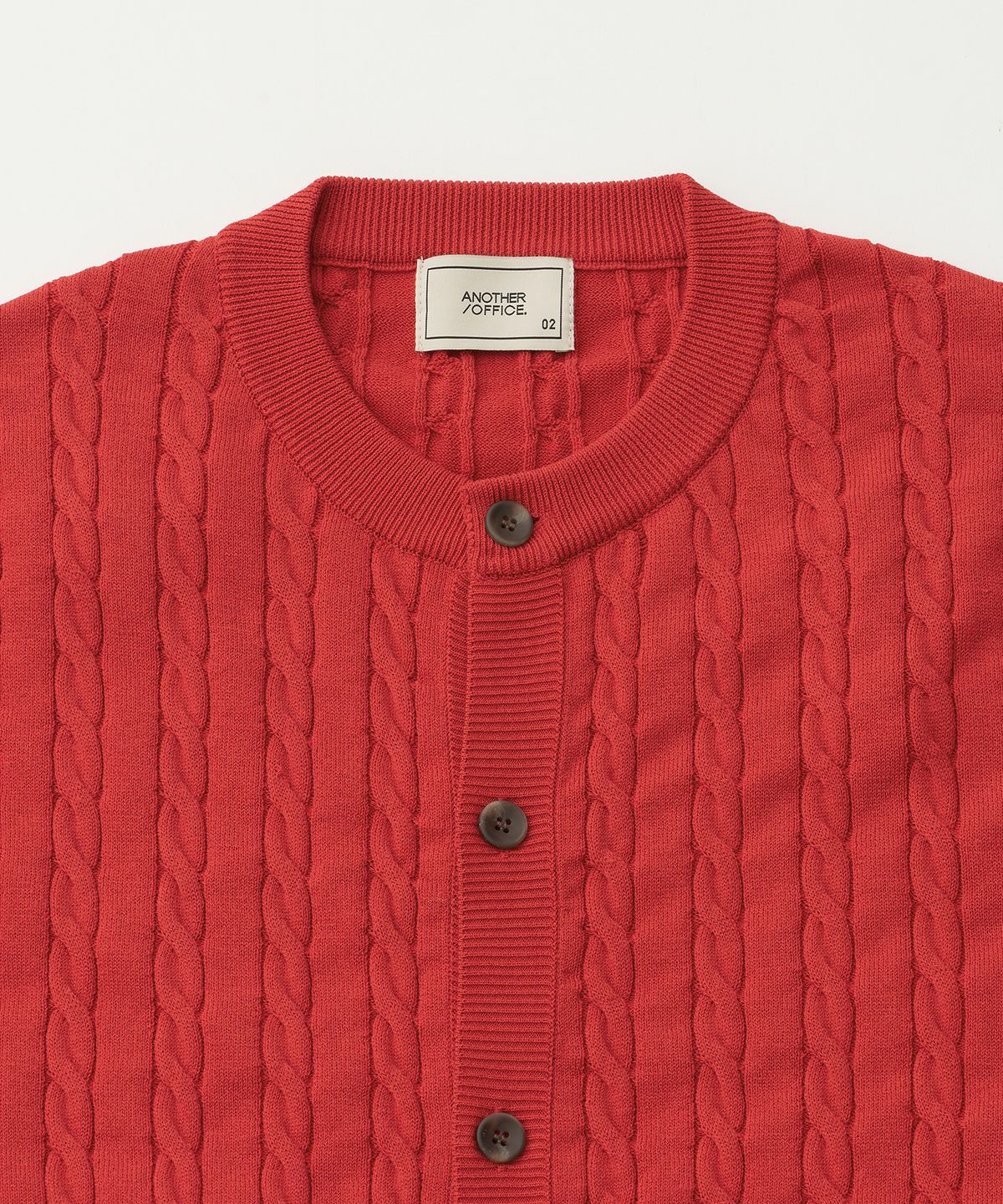 어나더 오피스(ANOTHER OFFICE) Current Cable Cardigan (Carmine)