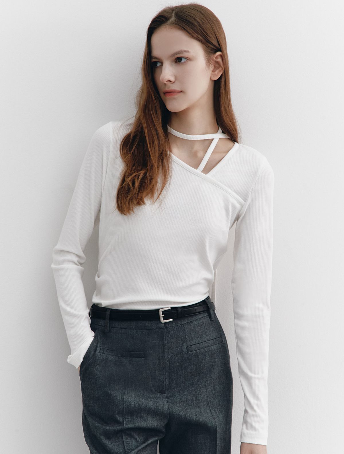 그레이데시온(GRAYDATION) Asymmetric Neckline T-shirts OFF WHITE