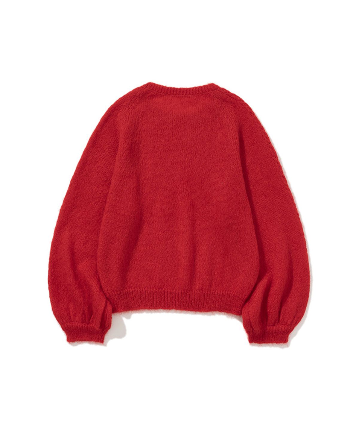 에르에르(ERER) Balloon Sleeve Scallop Knit Red