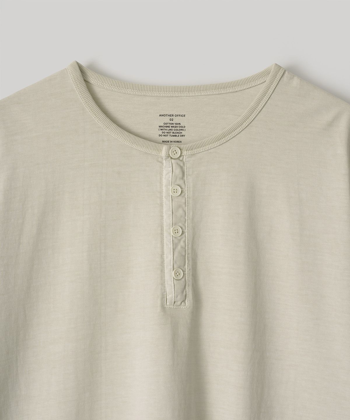 어나더 오피스(ANOTHER OFFICE) French Henry Neck Garment Tee (Light Sand)