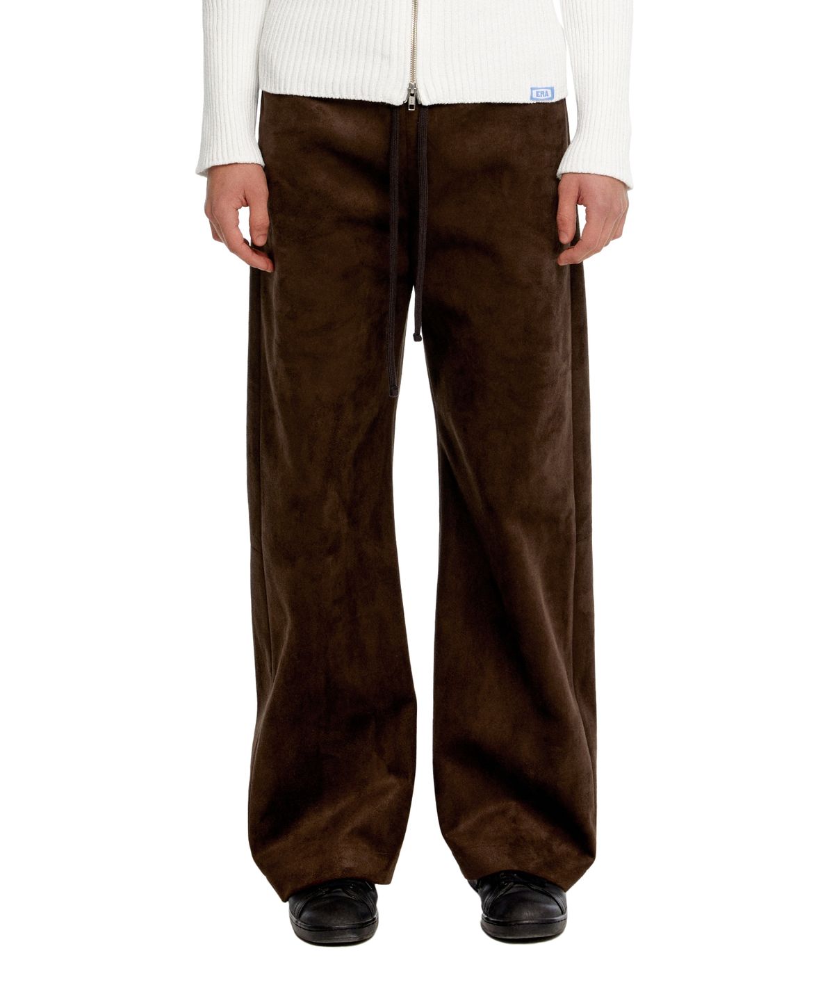 이알에이(ERA) UNISEX SUEDE EFFECT TRACK PANTS - BROWN