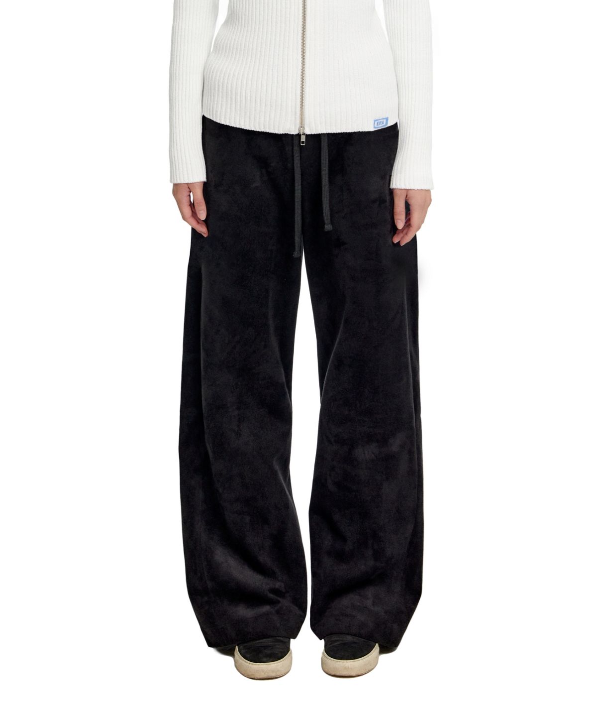 이알에이(ERA) UNISEX SUEDE EFFECT TRACK PANTS - BLACK