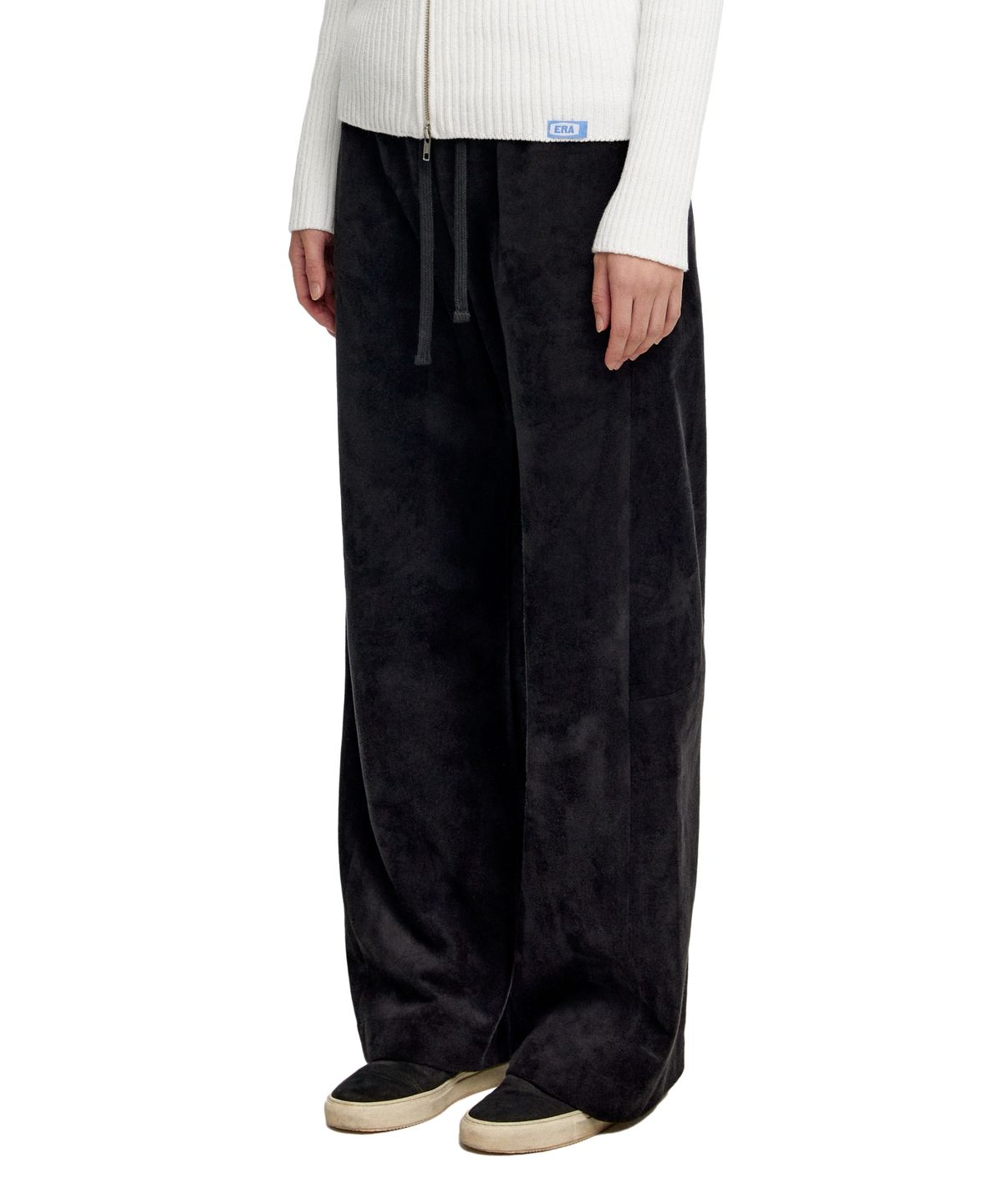 이알에이(ERA) UNISEX SUEDE EFFECT TRACK PANTS - BLACK